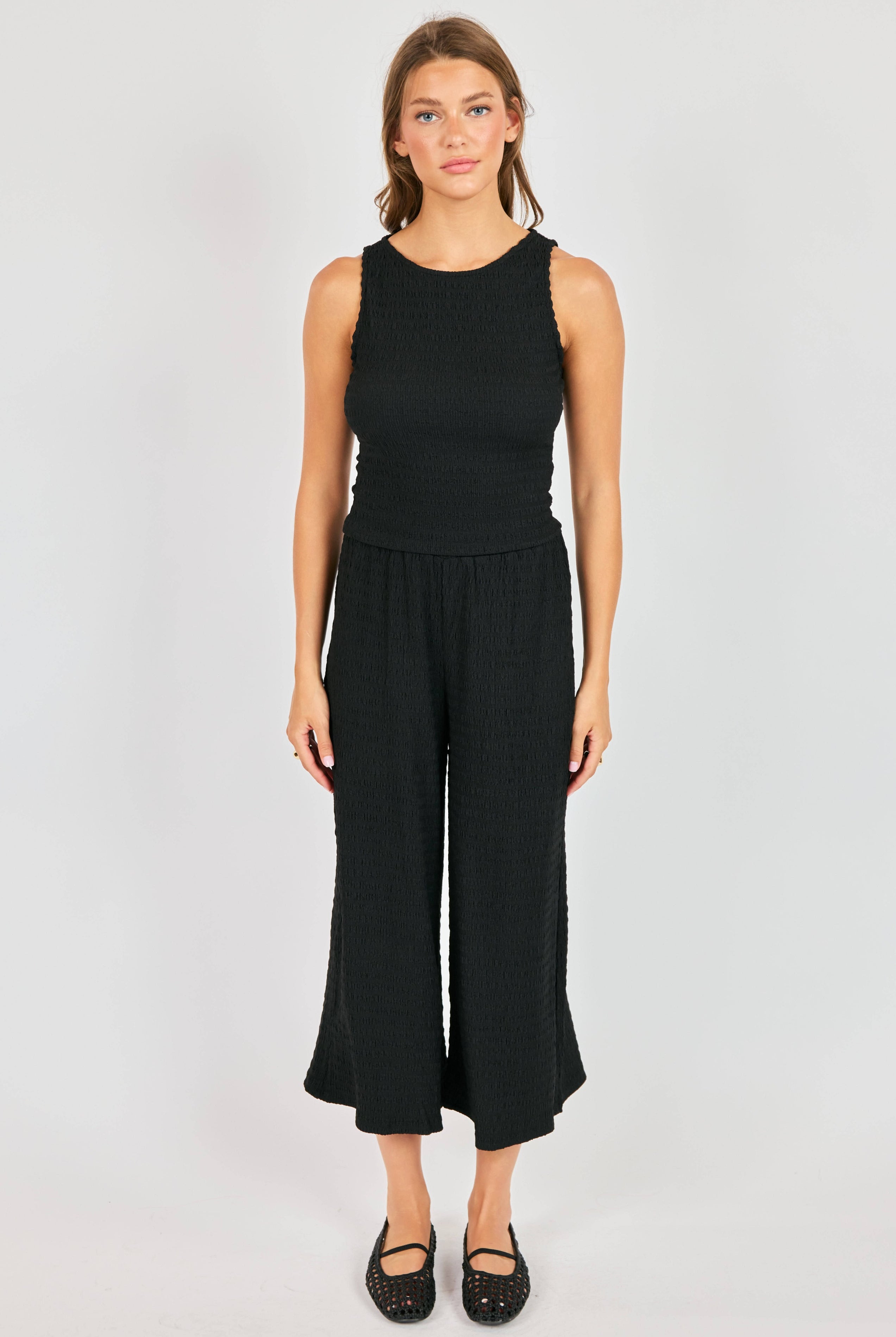 Sadie & Sage Howdy Honey Textured Pants in Black-Pants-Sadie & Sage-Deja Nu Boutique, Women's Fashion Boutique in Lampasas, Texas