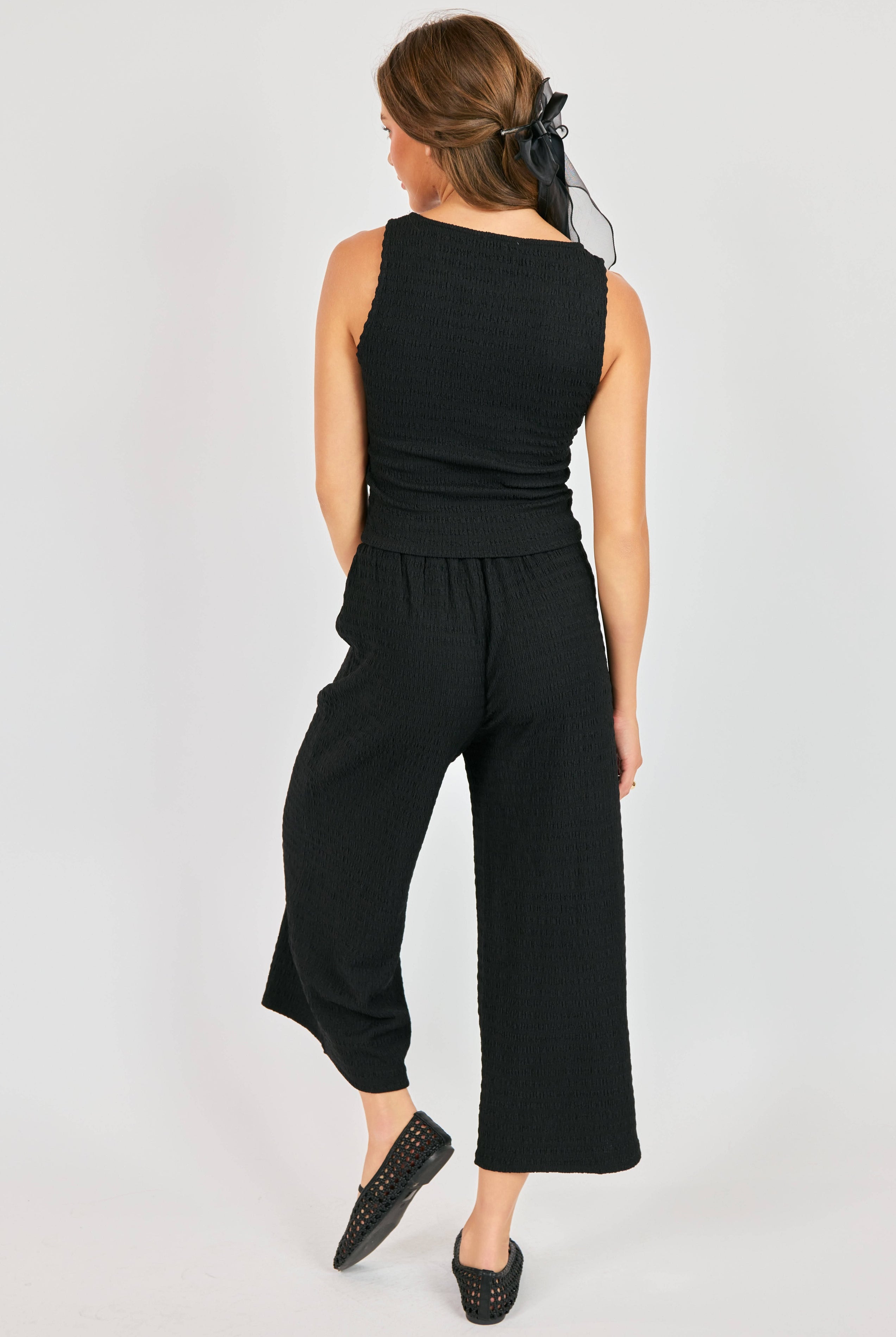 Sadie & Sage Howdy Honey Textured Pants in Black-Pants-Sadie & Sage-Deja Nu Boutique, Women's Fashion Boutique in Lampasas, Texas