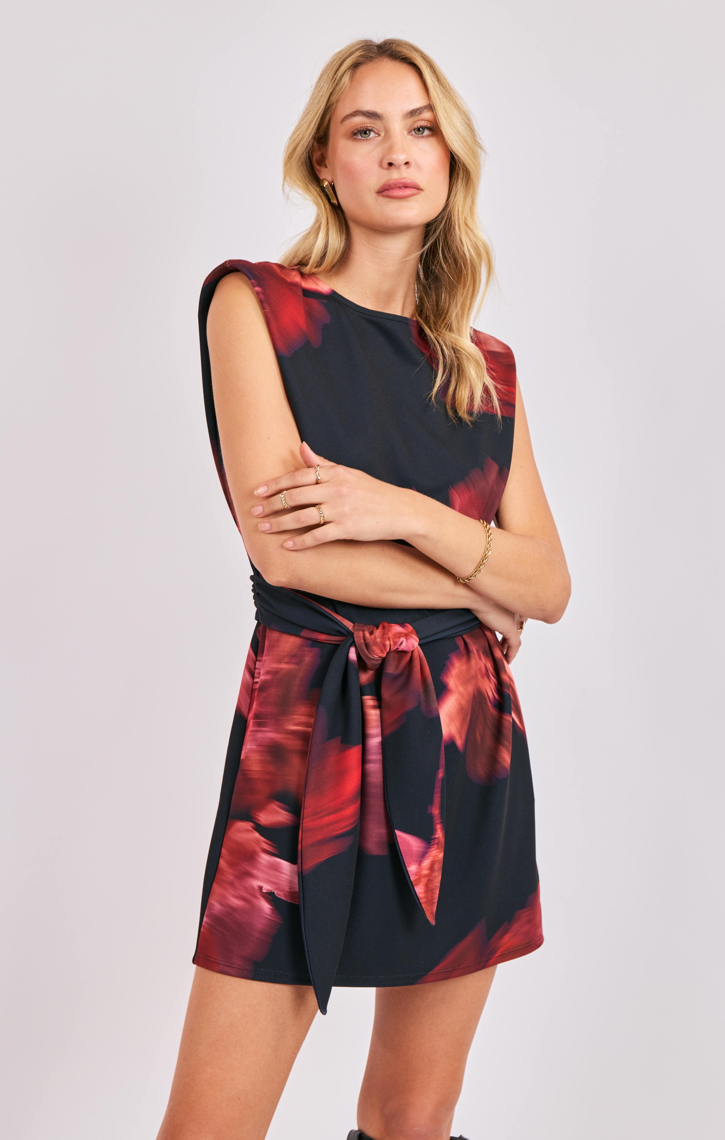 Sadie & Sage Opulent Shadows Strong Shoulder Mini Dress in Black Multi-mini dress-Sadie & Sage-Deja Nu Boutique, Women's Fashion Boutique in Lampasas, Texas