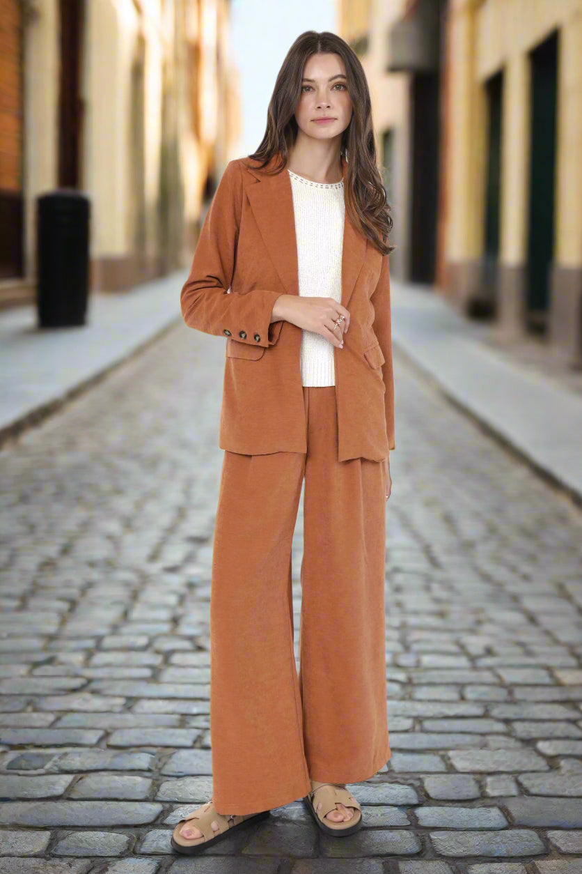 Sadie & Sage Sundown Blazer with Front Pockets – Rusty Brown-Blazers-Sadie & Sage-Deja Nu Boutique, Women's Fashion Boutique in Lampasas, Texas