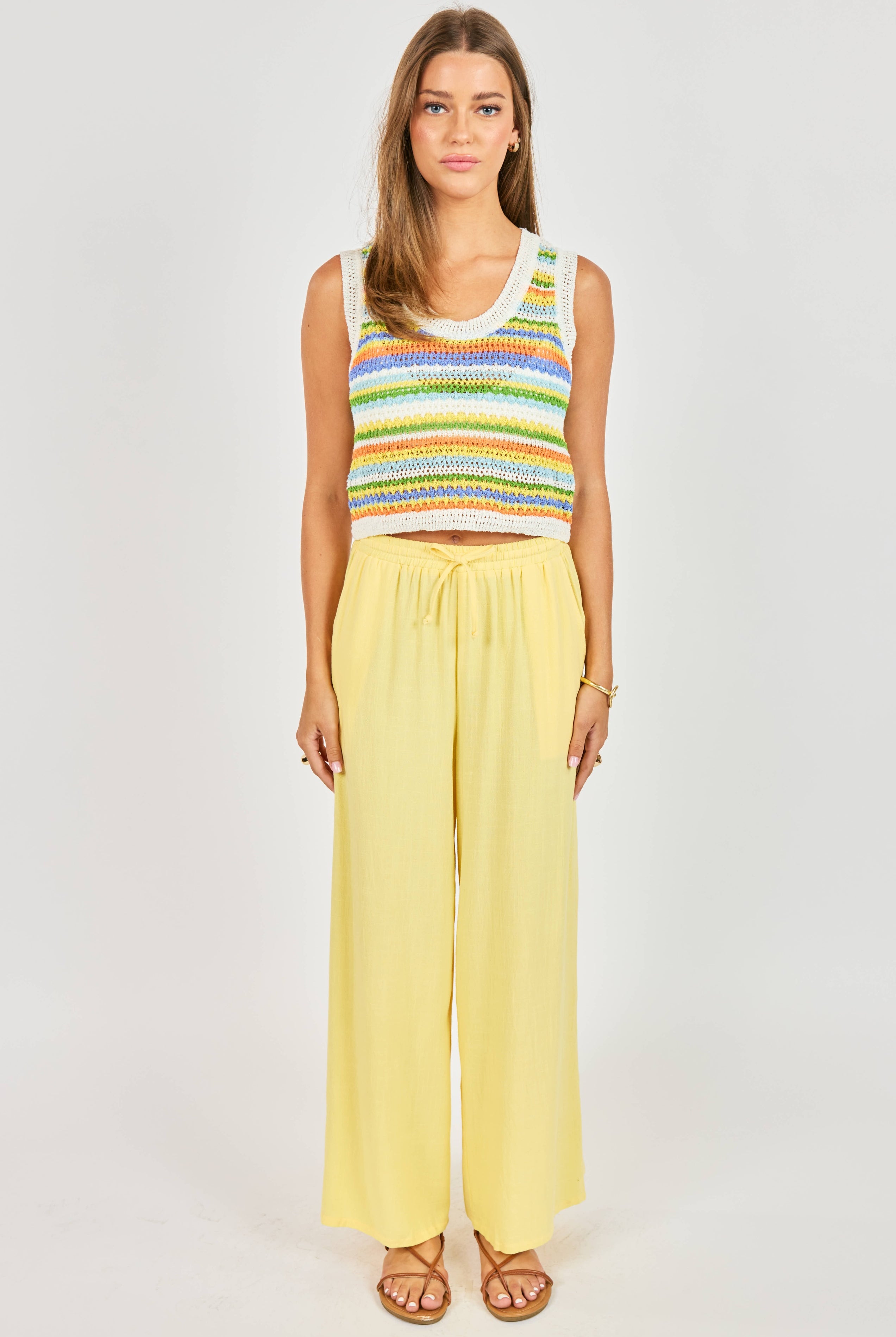 Sadie & Sage Sylvia Stripe Sweater Tank/Vest in Multi-tank-Sadie & Sage-Deja Nu Boutique, Women's Fashion Boutique in Lampasas, Texas