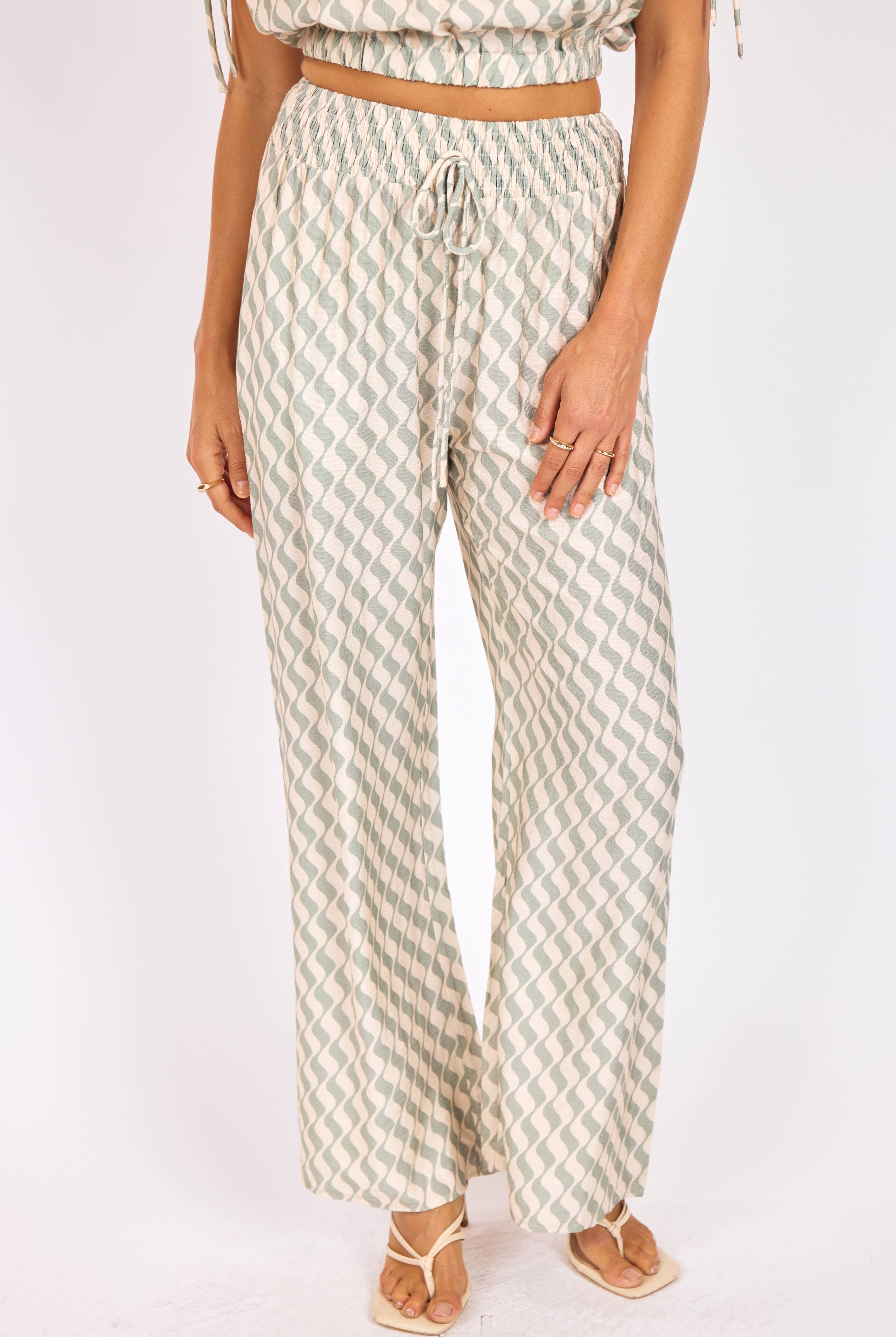 Sadie & Sage Light A Spark Pull on Pant in Sage Cream-Pants-Sadie & Sage-Deja Nu Boutique, Women's Fashion Boutique in Lampasas, Texas