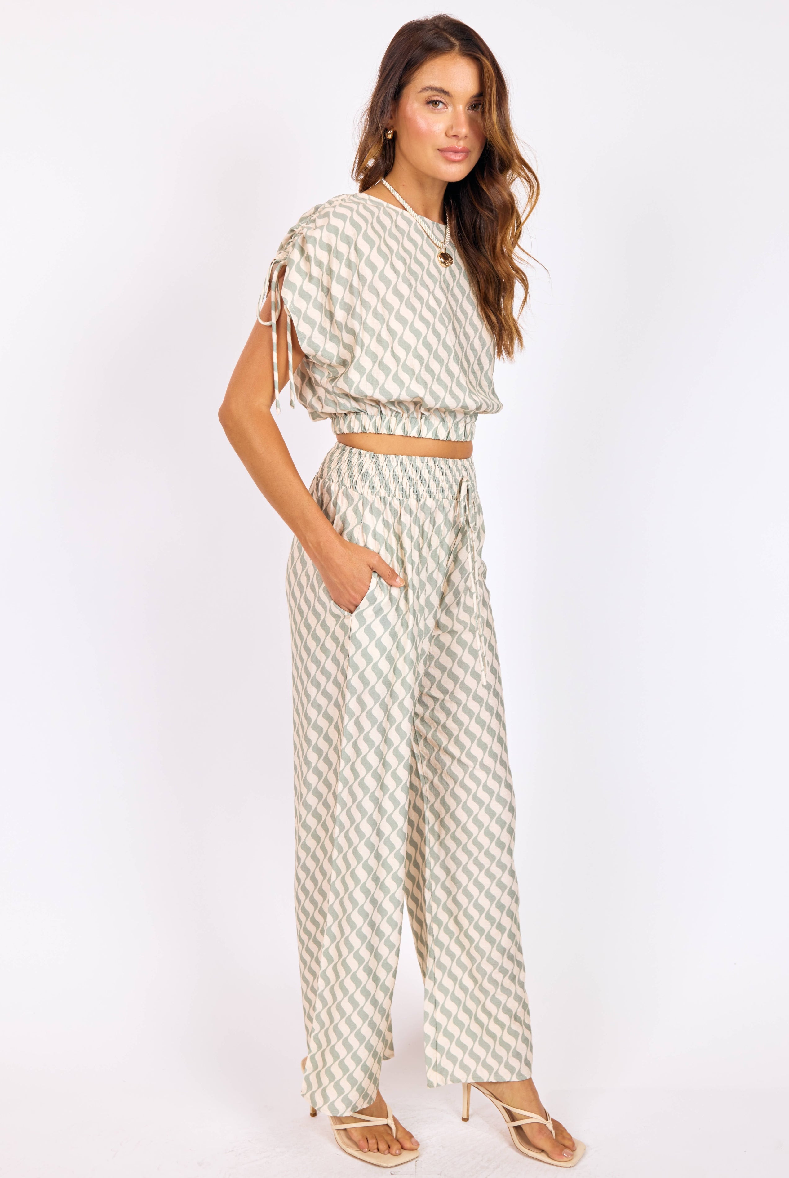 Sadie & Sage Light A Spark Pull on Pant in Sage Cream-Pants-Sadie & Sage-Deja Nu Boutique, Women's Fashion Boutique in Lampasas, Texas