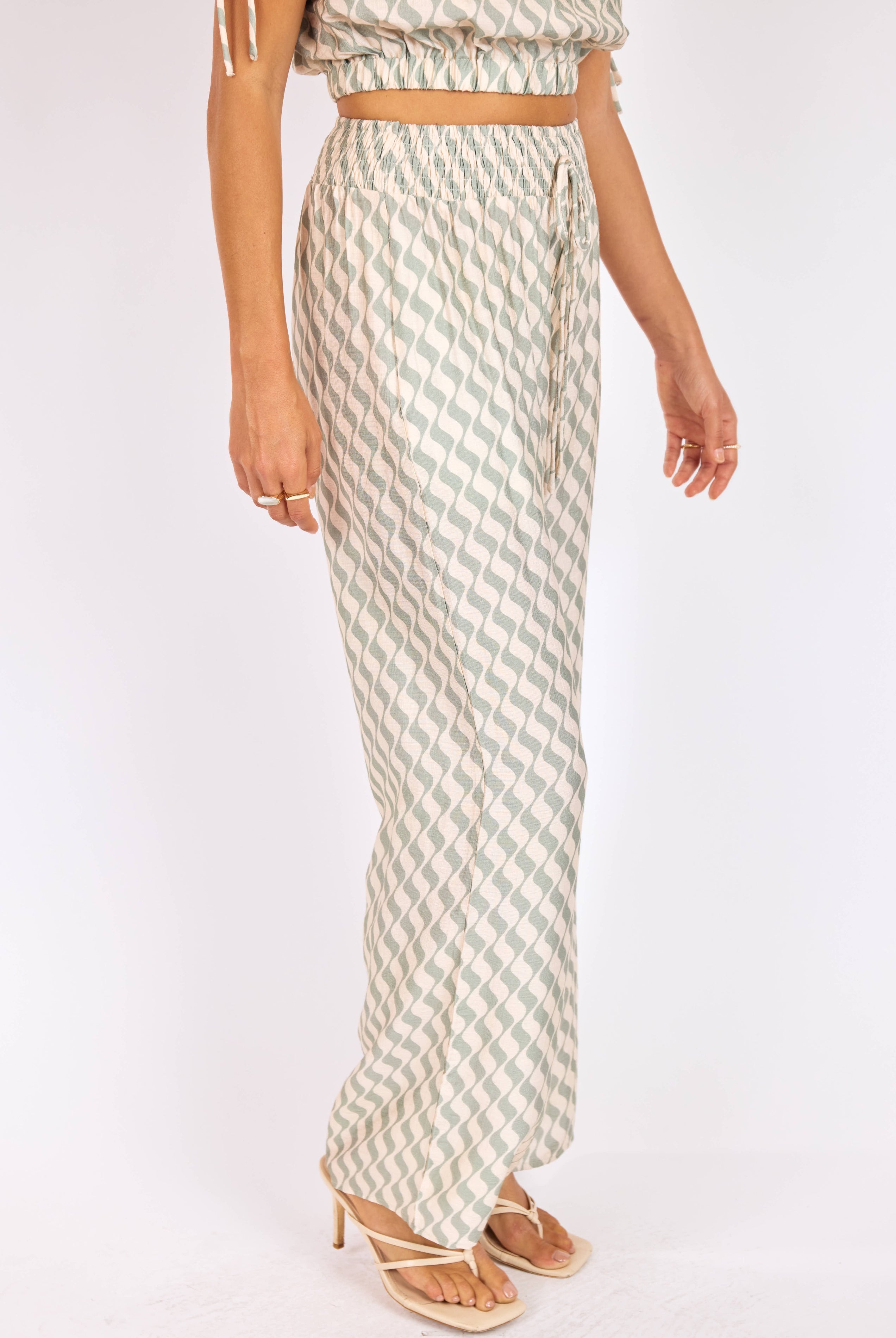 Sadie & Sage Light A Spark Pull on Pant in Sage Cream-Pants-Sadie & Sage-Deja Nu Boutique, Women's Fashion Boutique in Lampasas, Texas