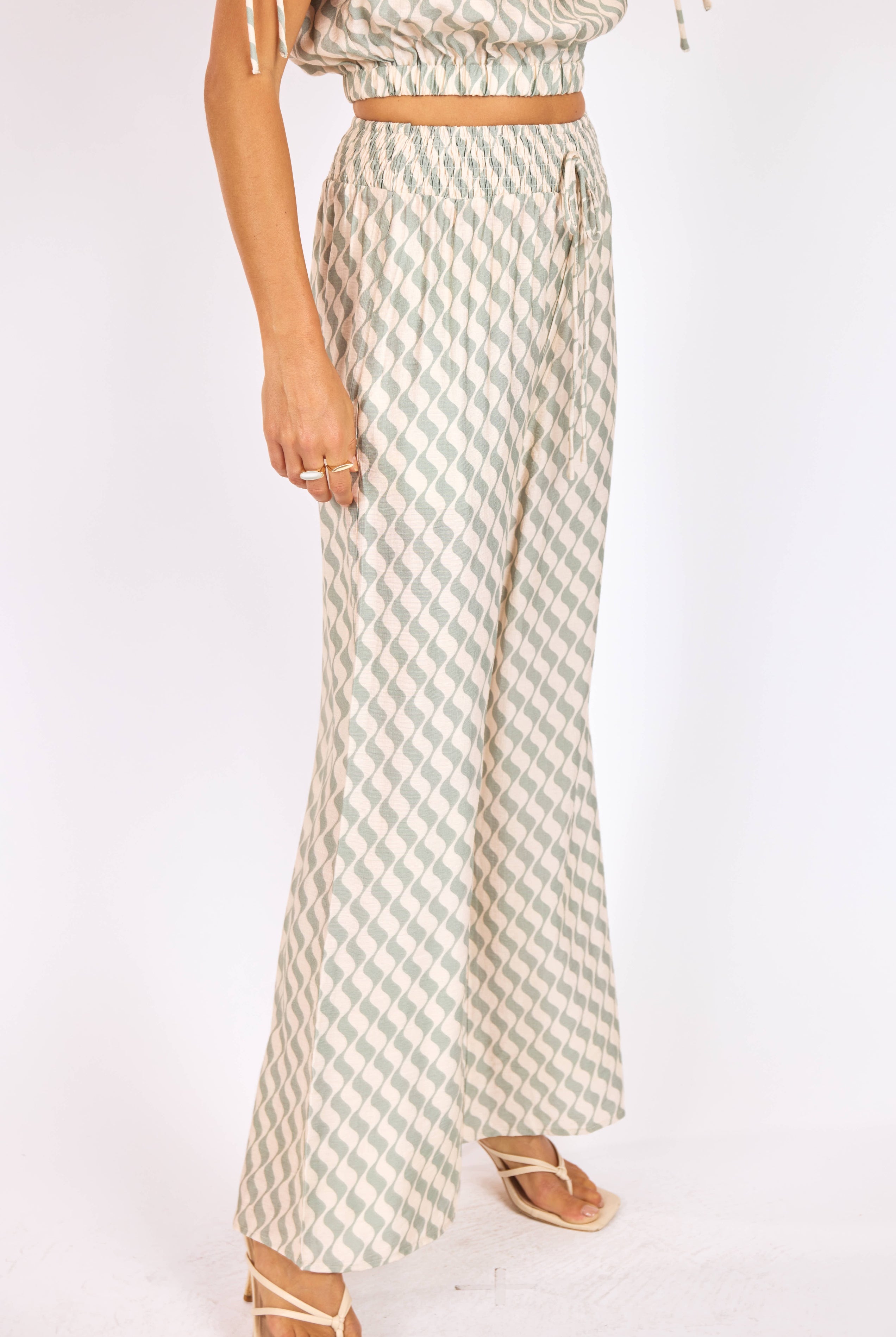 Sadie & Sage Light A Spark Pull on Pant in Sage Cream-Pants-Sadie & Sage-Deja Nu Boutique, Women's Fashion Boutique in Lampasas, Texas