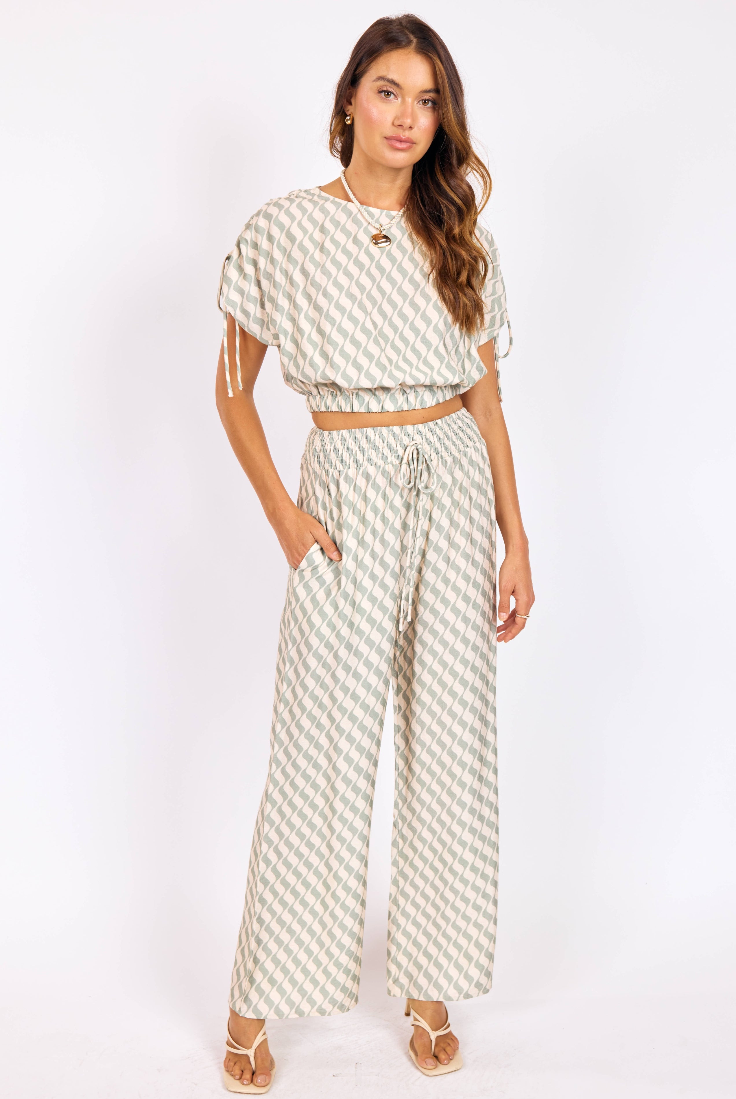 Sadie & Sage Light A Spark Pull on Pant in Sage Cream-Pants-Sadie & Sage-Deja Nu Boutique, Women's Fashion Boutique in Lampasas, Texas