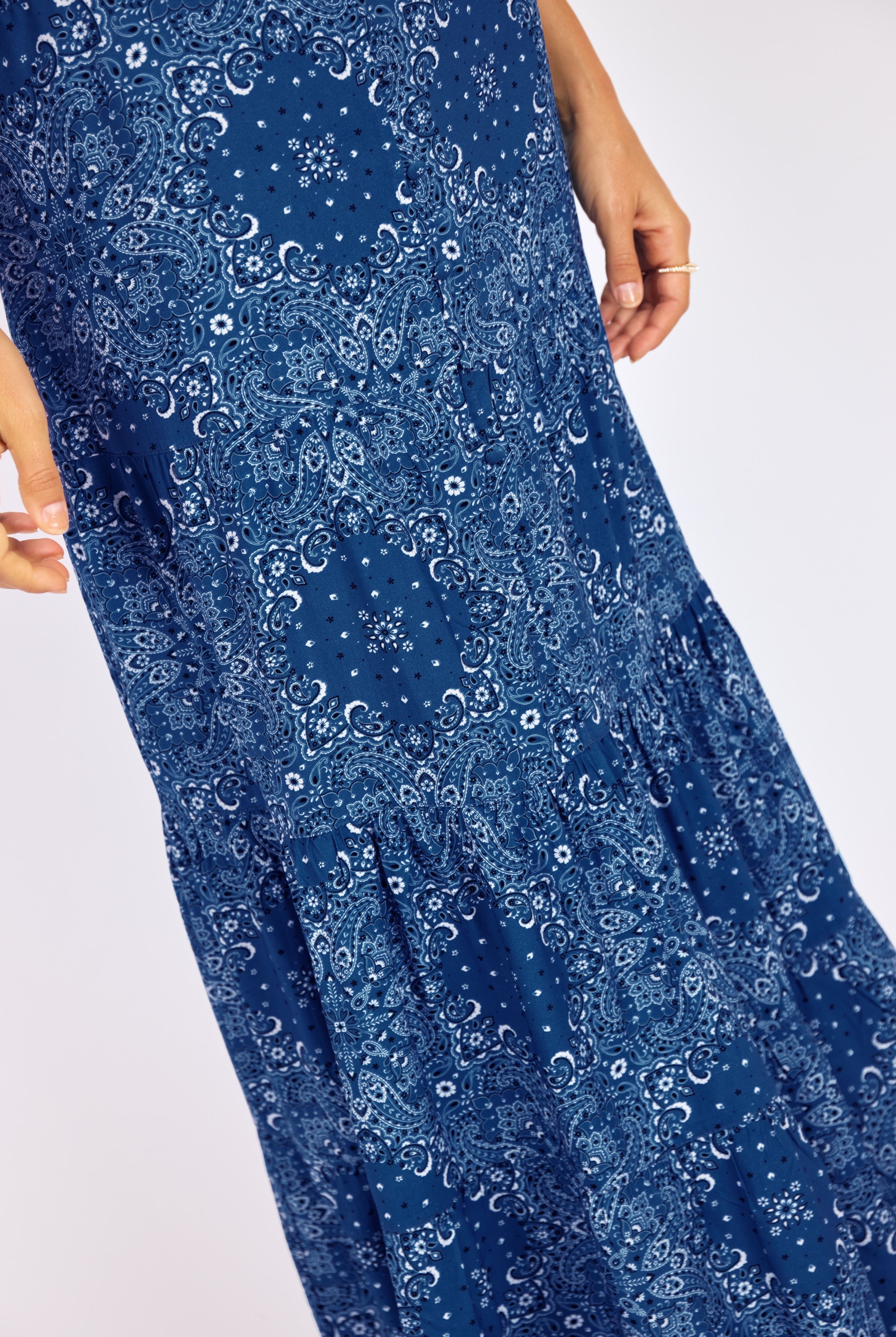 Sage the Label NUCOUNTRY Maxi Dress in Blue Multi-Maxi Dresses-Sage The Label-Deja Nu Boutique, Women's Fashion Boutique in Lampasas, Texas