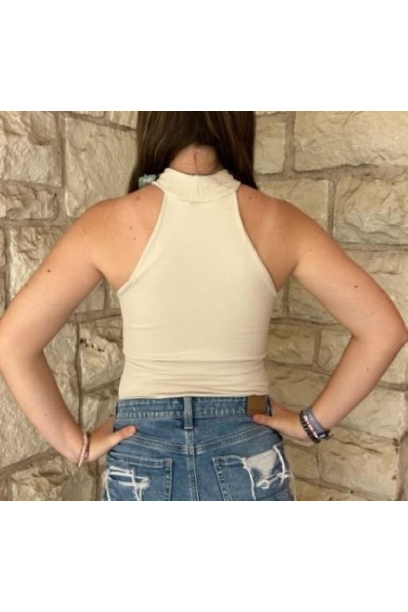 Scala Seamless Ribbed Sleeveless Turtleneck With Built In Bra In Natural-Camis/Tanks-Scala Seamless-Deja Nu Boutique, Women's Fashion Boutique in Lampasas, Texas