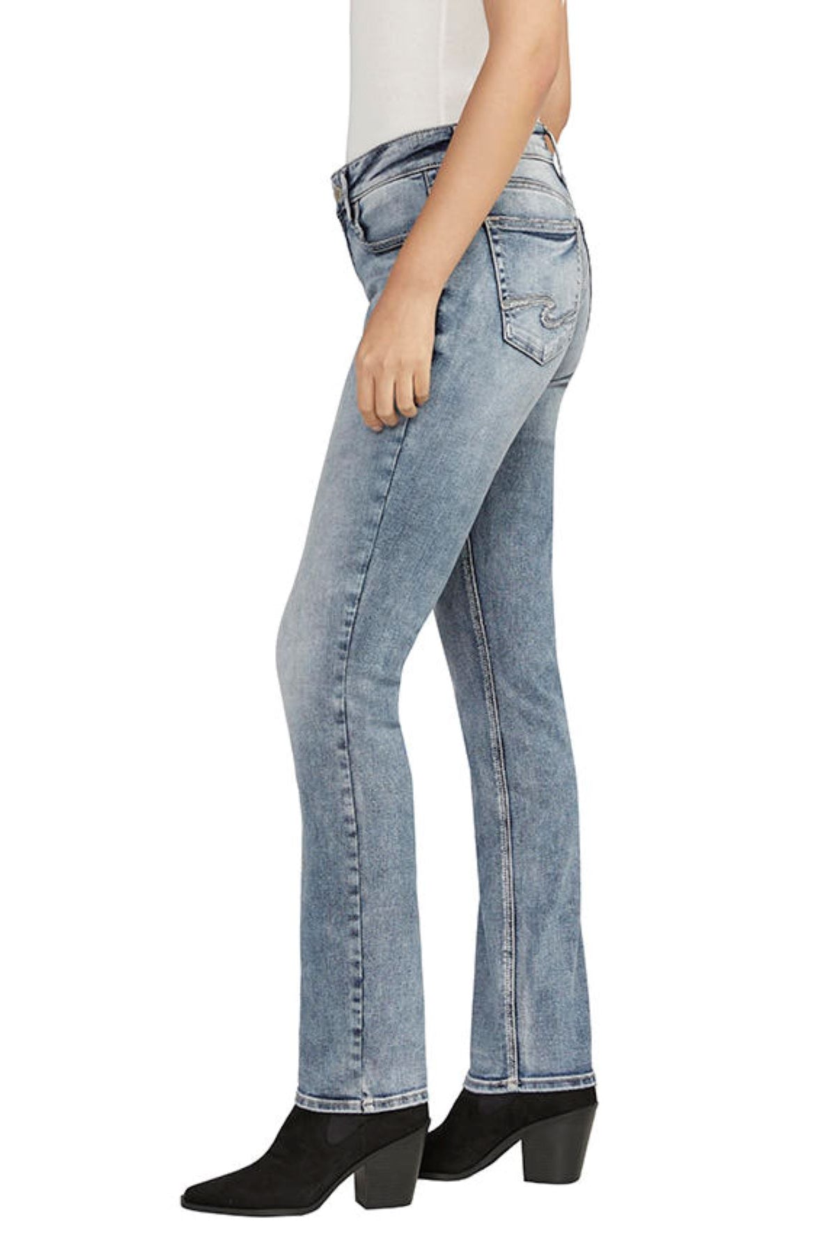 Silver Jeans Comfort Fit Mid Rise Elyse Straight In Indigo-Bottoms-Silver Jeans-Deja Nu Boutique, Women's Fashion Boutique in Lampasas, Texas