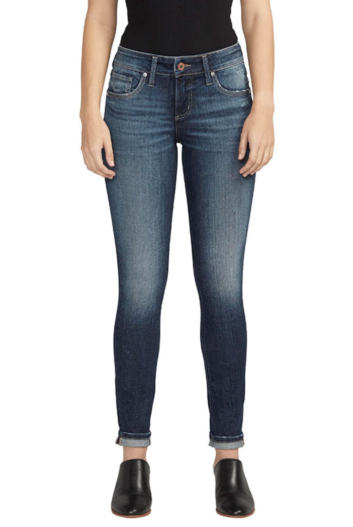 Silver Jeans Girlfriend Mid Rise Slim Leg Jeans In Indigo 29 Inches-Jeans-Silver Jeans-Deja Nu Boutique, Women's Fashion Boutique in Lampasas, Texas