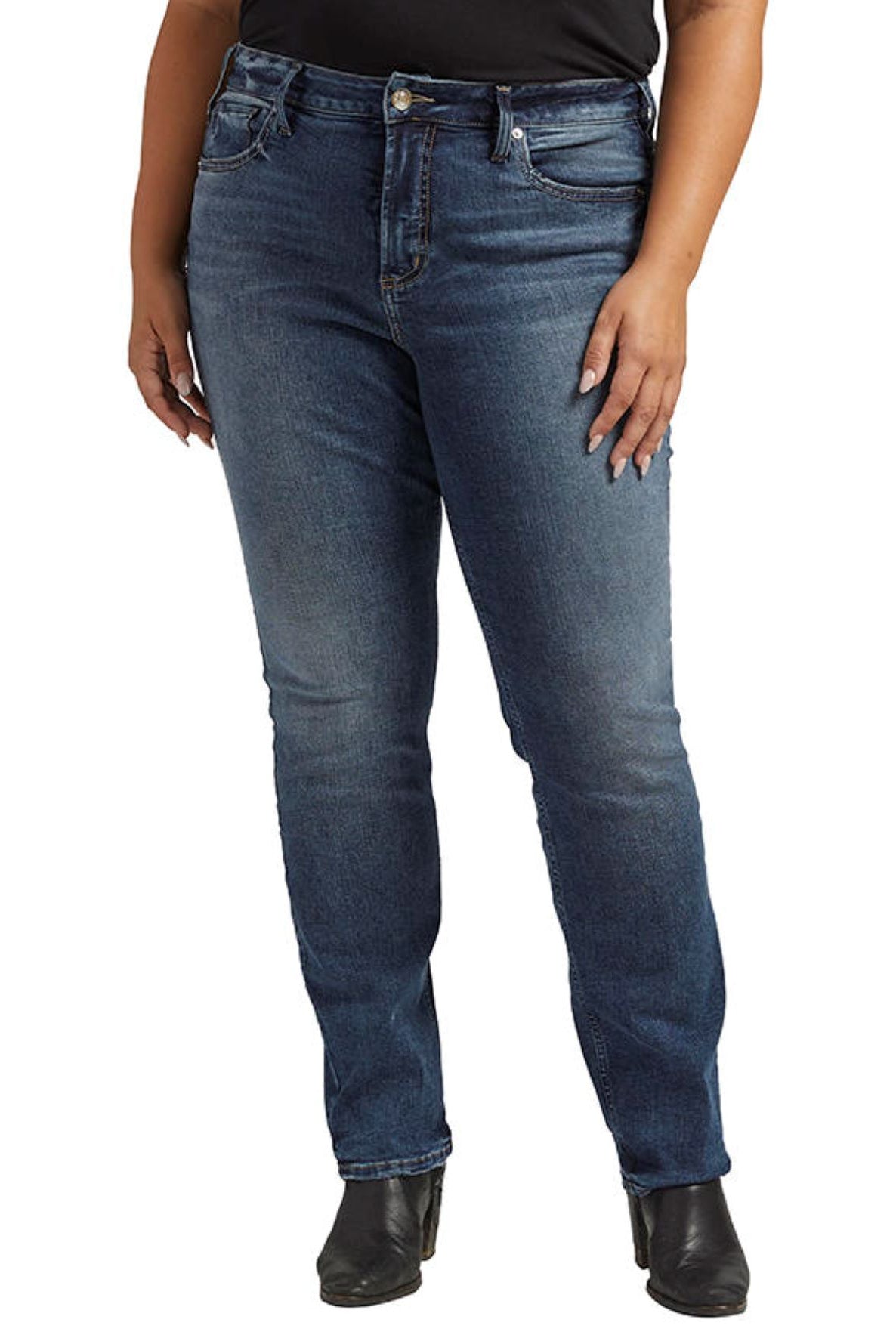 Silver Jeans High Rise Curvy Fit Avery Straight In Indigo 29 Inches Plus-Curvy/Plus Jeans-Silver Jeans-Deja Nu Boutique, Women's Fashion Boutique in Lampasas, Texas