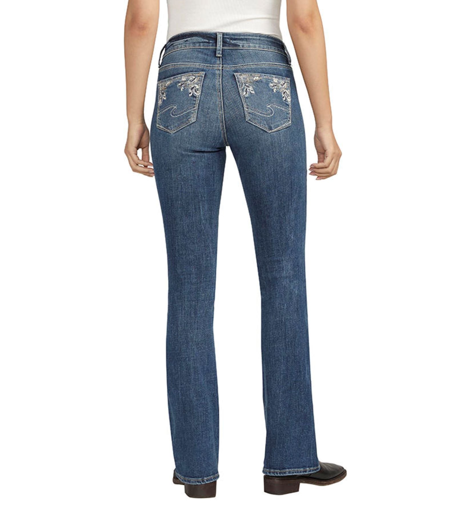 Silver Jeans Mid Rise Comfort Fit Elyse Bootcut In Indigo-Jeans-Silver Jeans-Deja Nu Boutique, Women's Fashion Boutique in Lampasas, Texas