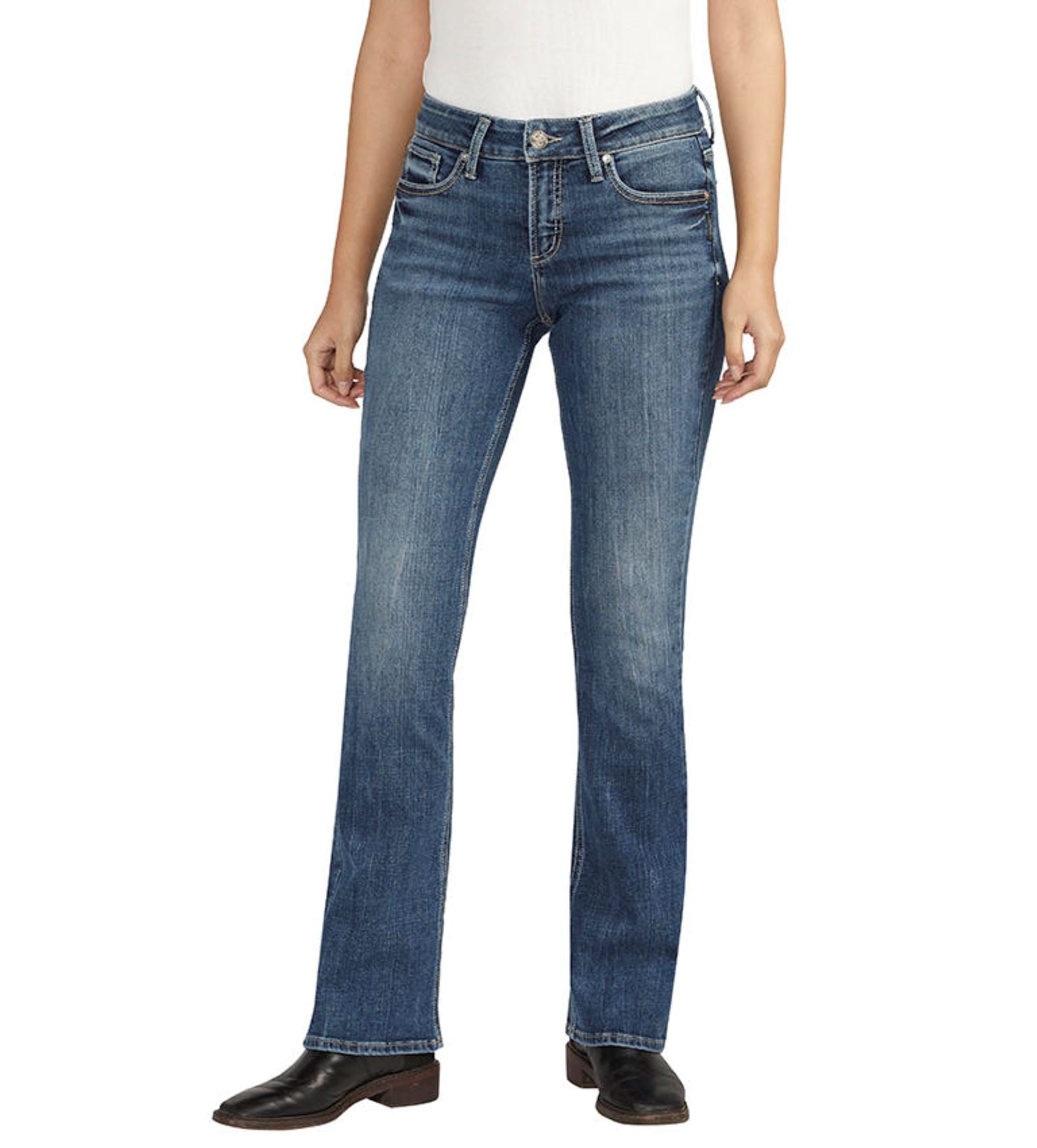 Silver Jeans Mid Rise Comfort Fit Elyse Bootcut In Indigo-Jeans-Silver Jeans-Deja Nu Boutique, Women's Fashion Boutique in Lampasas, Texas