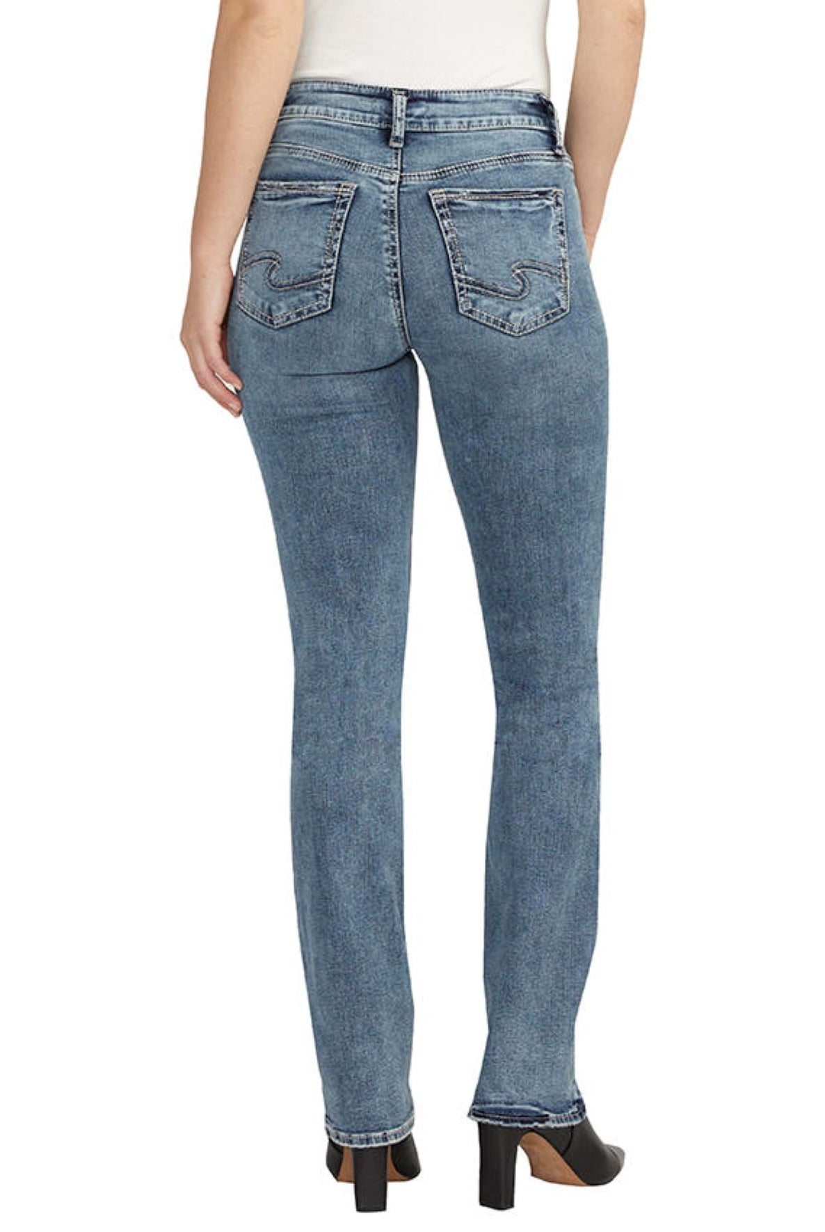 Silver Jeans Mid Rise Curvy Fit Suki Slim Boot 33 Inches In Blue Black Denim-Jeans-Silver Jeans-Deja Nu Boutique, Women's Fashion Boutique in Lampasas, Texas