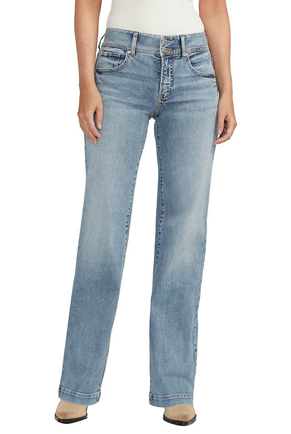 Silver Jeans Mid Rise Curvy Fit Suki Trouser In Indigo 33”-Jeans-Silver Jeans-Deja Nu Boutique, Women's Fashion Boutique in Lampasas, Texas