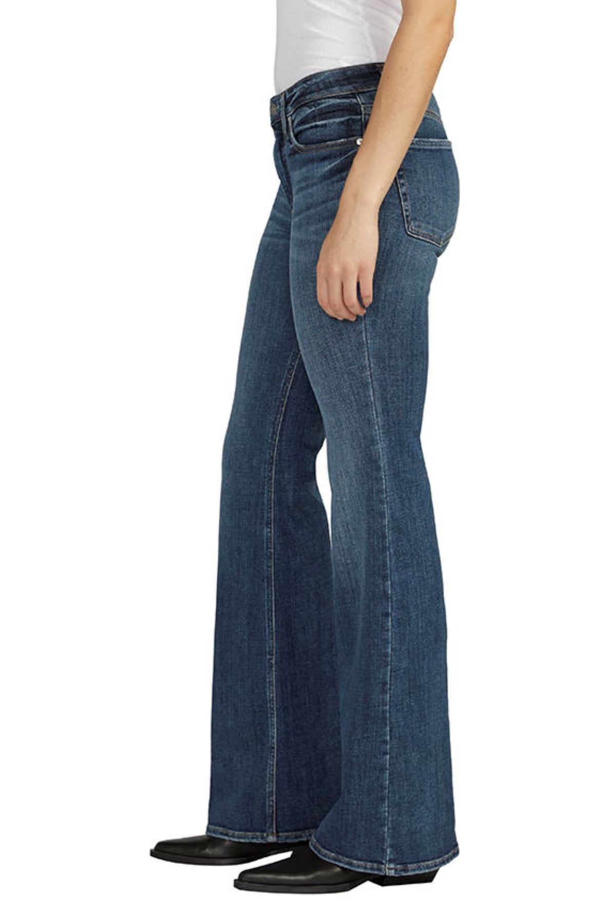 Silver Jeans Mid Rise Slim Fit Most Wanted Flare In Indigo 33 Inches-Jeans-Silver Jeans-Deja Nu Boutique, Women's Fashion Boutique in Lampasas, Texas