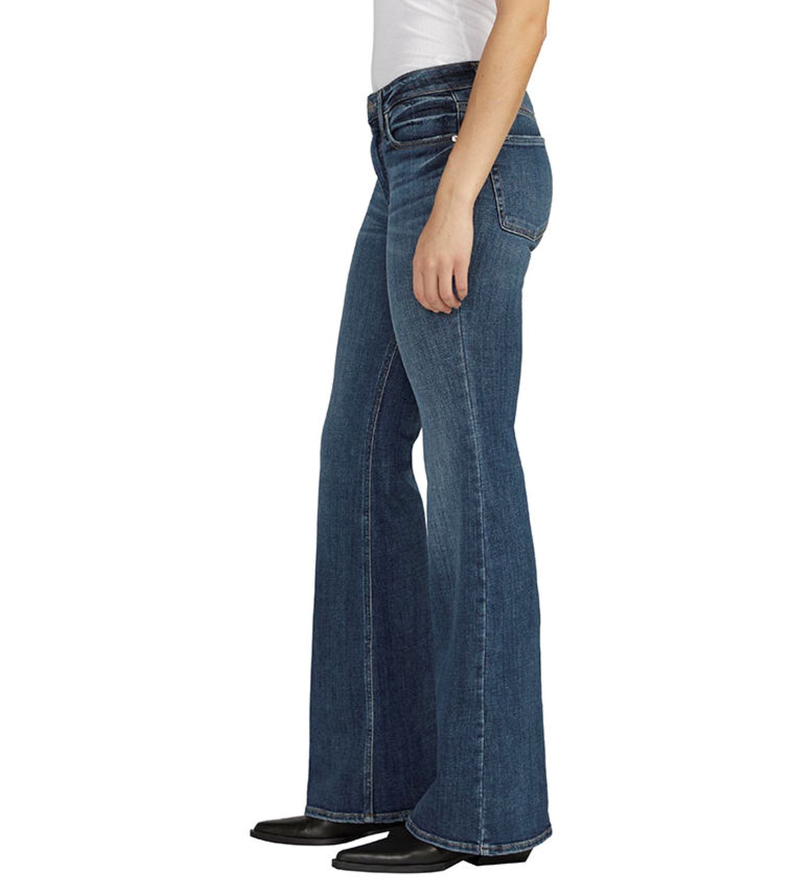 Silver Jeans Mid Rise Slim Fit Most Wanted Flare In Indigo 33 Inches-Jeans-Silver Jeans-Deja Nu Boutique, Women's Fashion Boutique in Lampasas, Texas