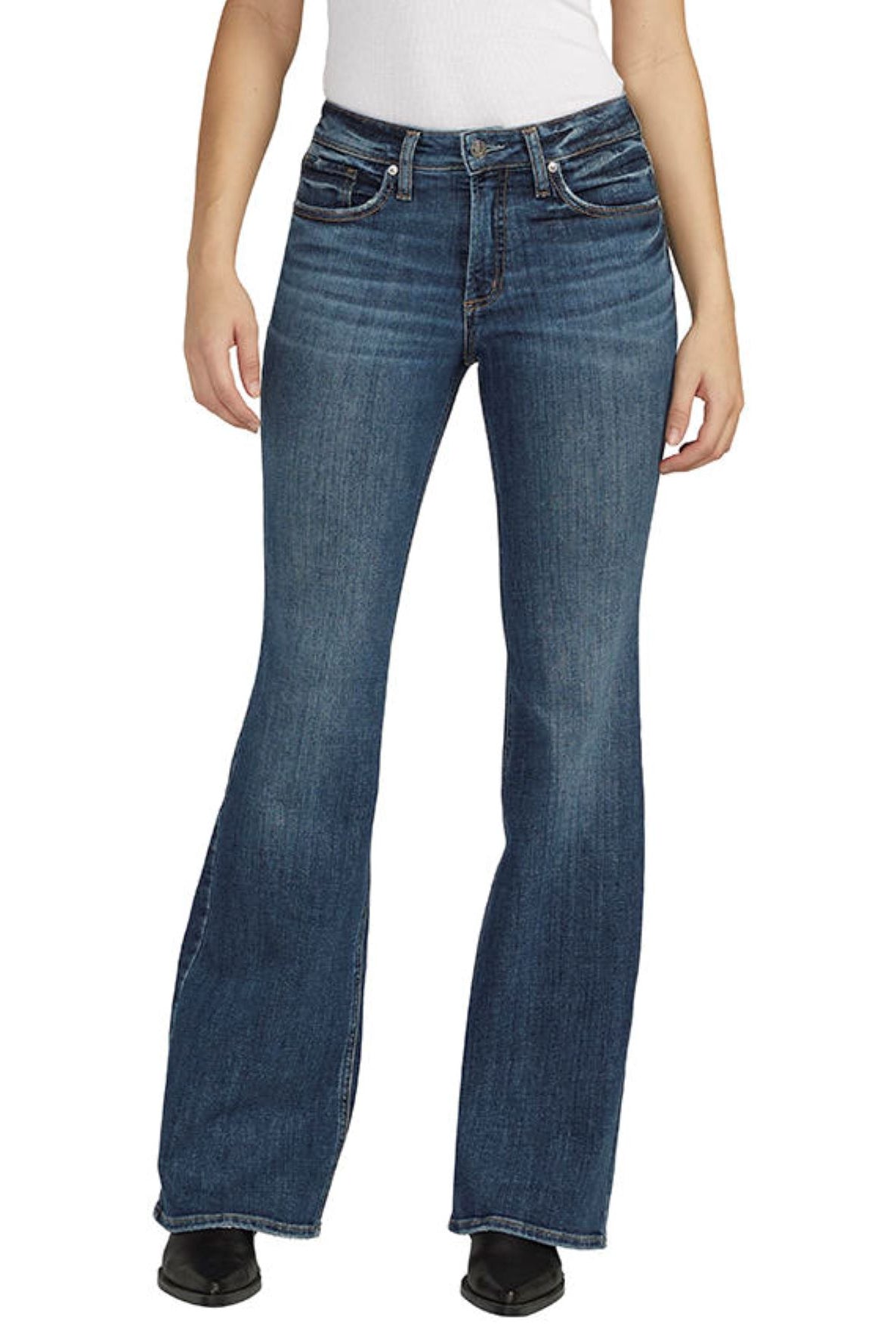 Silver Jeans Mid Rise Slim Fit Most Wanted Flare In Indigo 33 Inches-Jeans-Silver Jeans-Deja Nu Boutique, Women's Fashion Boutique in Lampasas, Texas