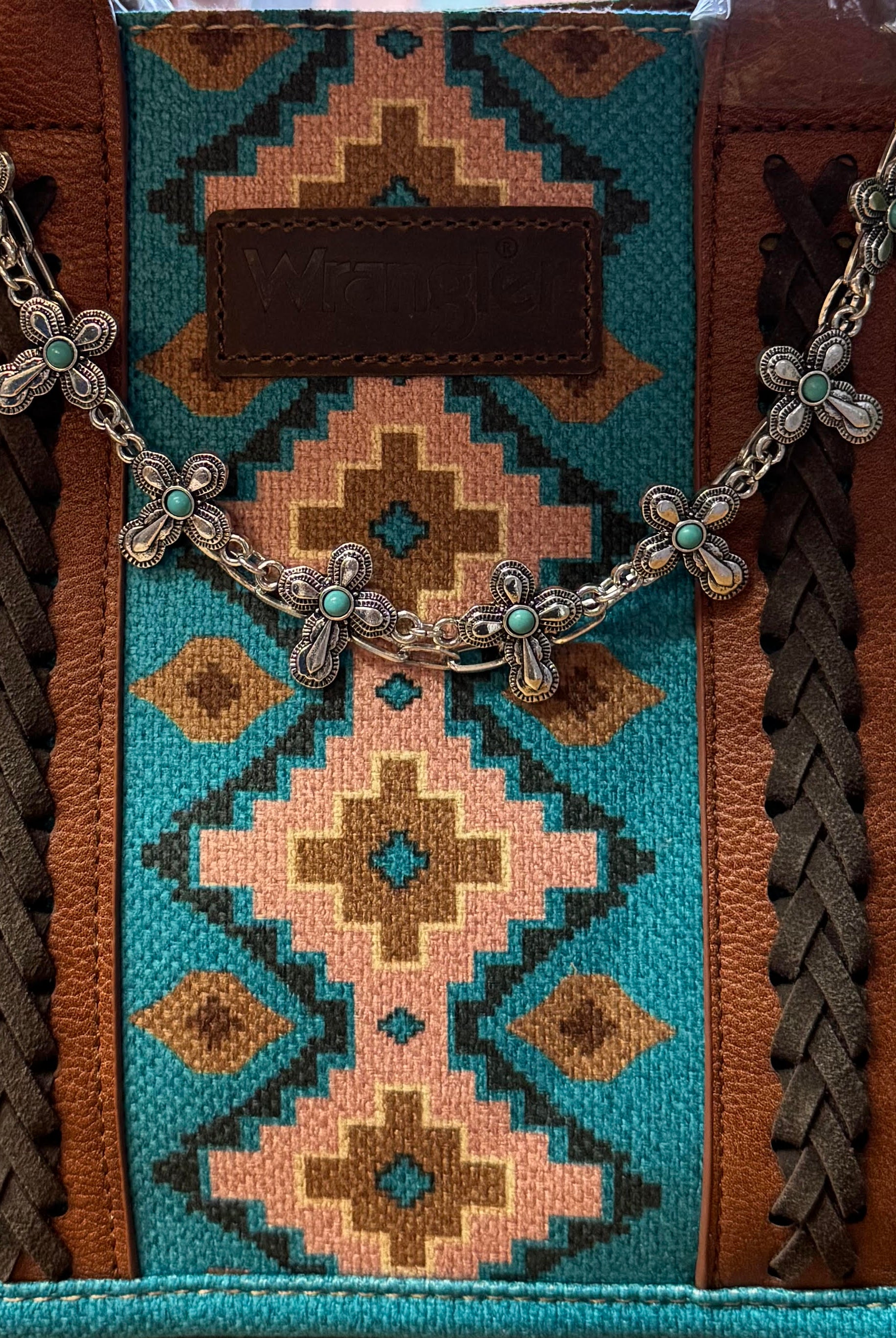 Silver Cross Charm Strap with Turquoise Accents – Versatile Accessory-Charm Strap-Deja Nu Tx-Deja Nu Boutique, Women's Fashion Boutique in Lampasas, Texas