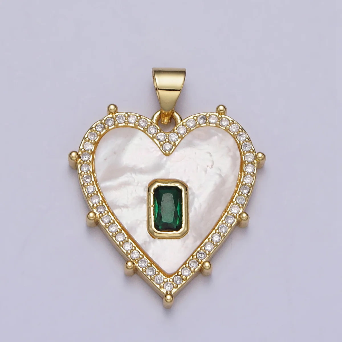 Simply Jewels Dainty Pearl Heart Necklace with Emerald Green Stone-Necklaces-Simply Jewels-Deja Nu Boutique, Women's Fashion Boutique in Lampasas, Texas