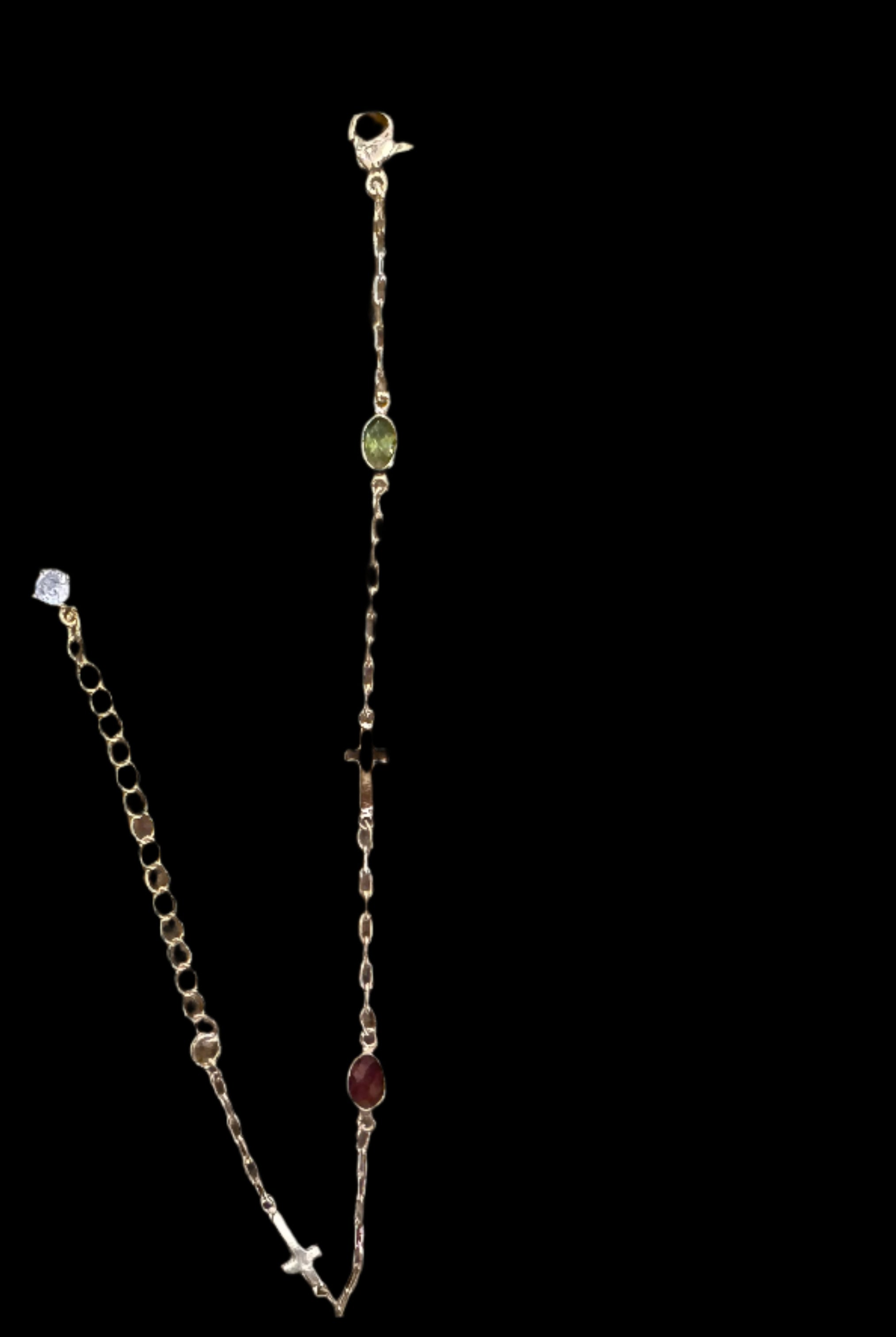Simply Jewels Handmade Gold Cross Bracelet with Multi-Color CZ Charms-Bracelets-Simply Jewels-Deja Nu Boutique, Women's Fashion Boutique in Lampasas, Texas