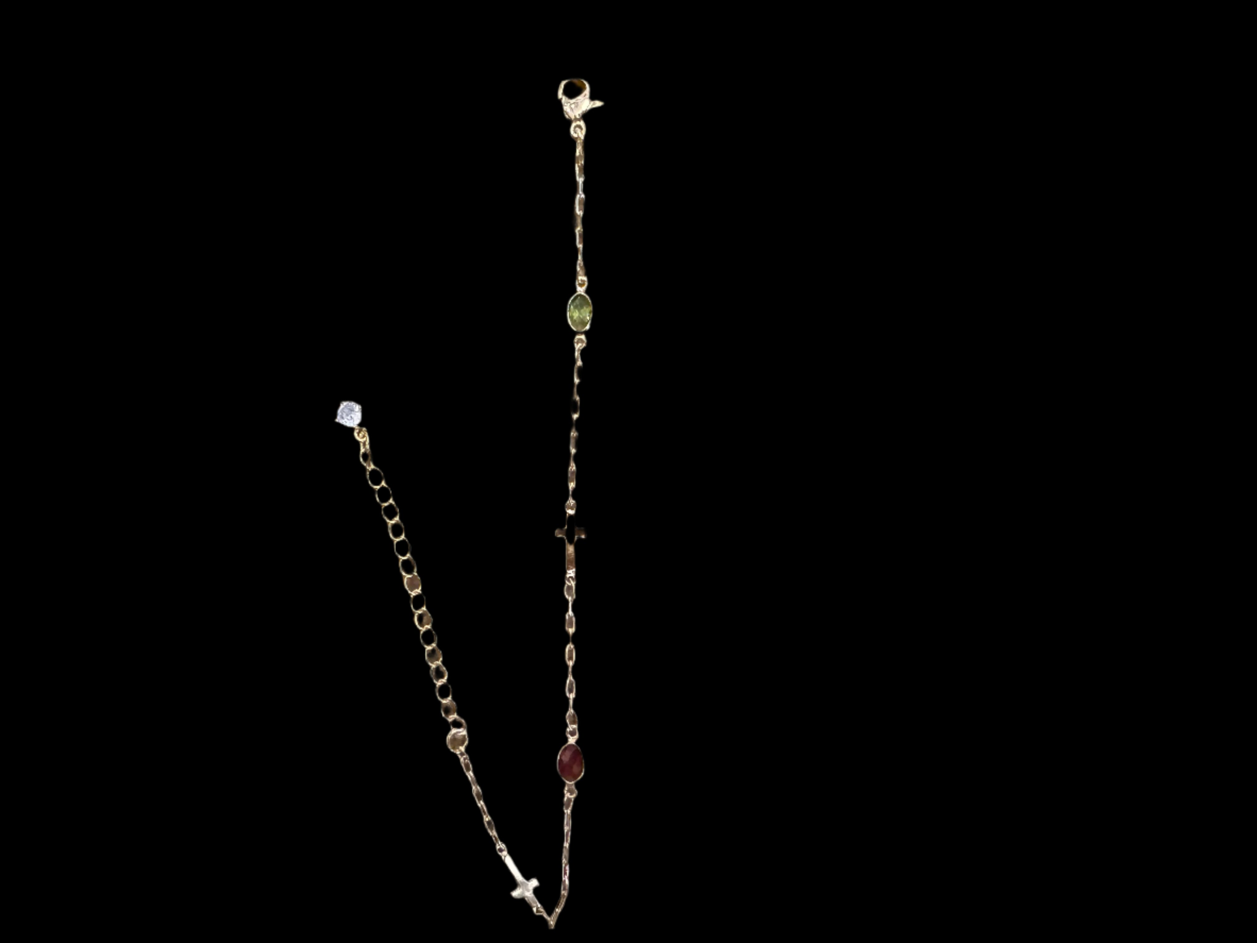 Simply Jewels Handmade Gold Cross Bracelet with Multi-Color CZ Charms-Bracelets-Simply Jewels-Deja Nu Boutique, Women's Fashion Boutique in Lampasas, Texas
