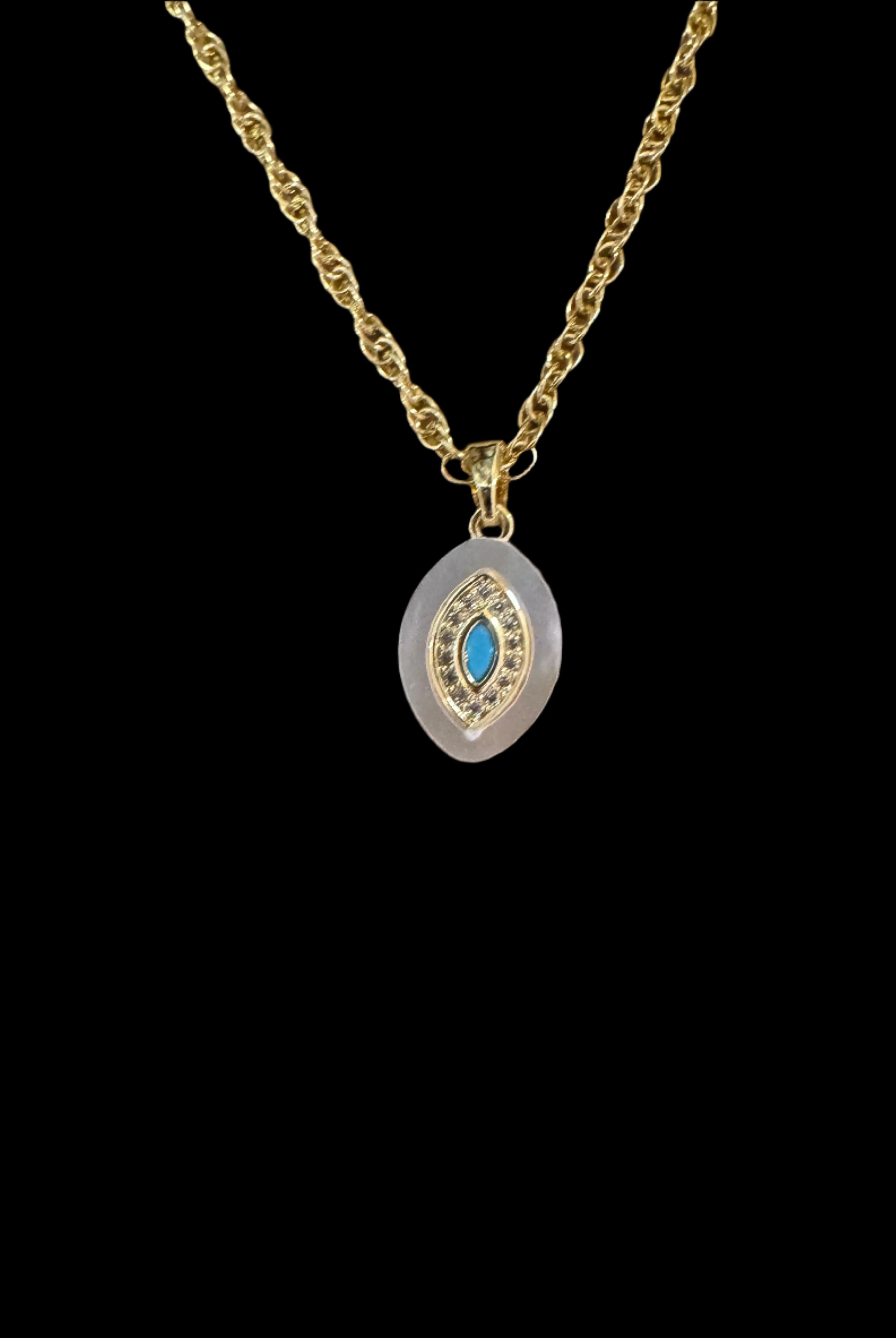 Simply Jewels Mother of Pearl Emerald Pendant Necklace – 18K Gold Plated-Necklaces-Simply Jewels-Deja Nu Boutique, Women's Fashion Boutique in Lampasas, Texas
