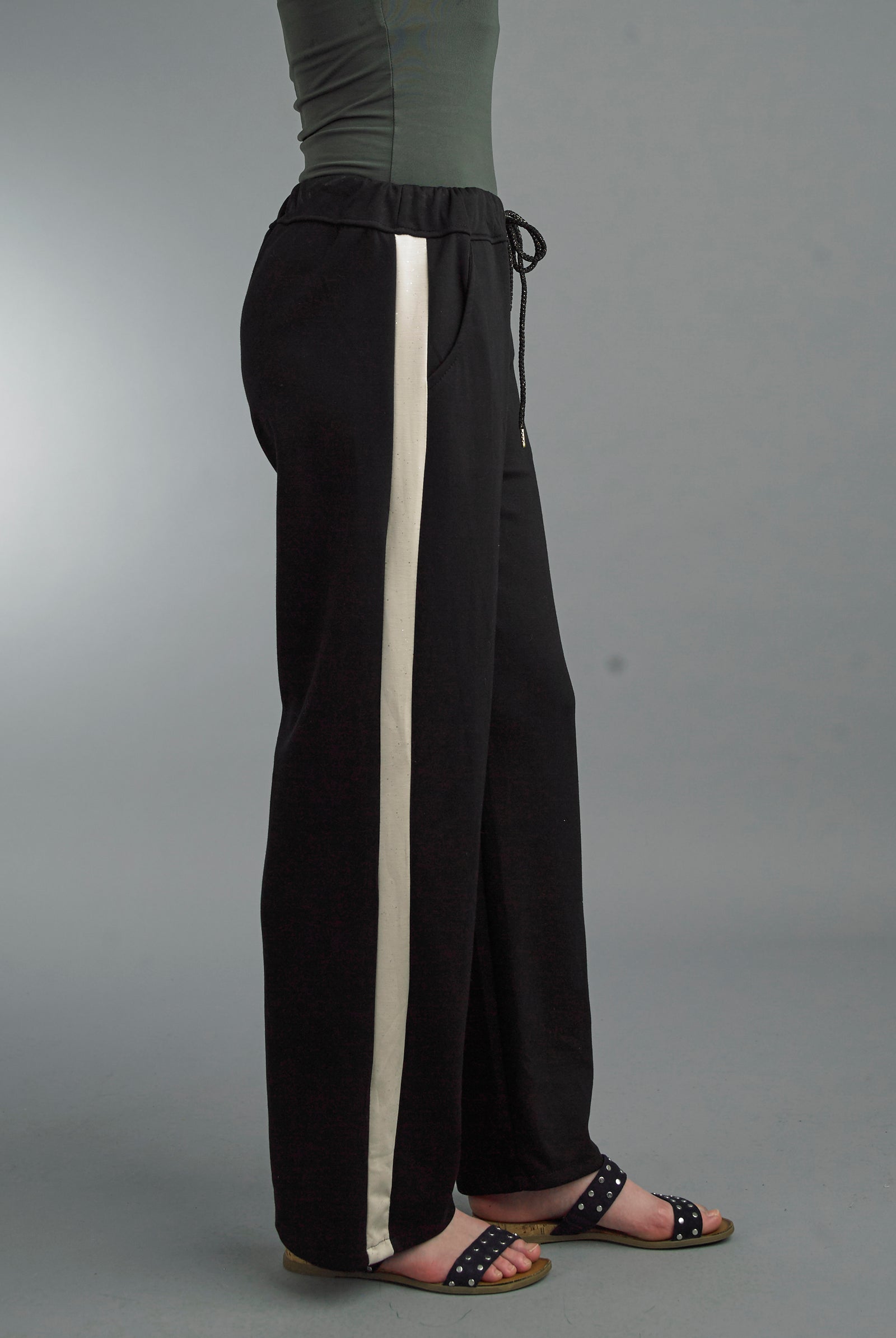 Tempo Paris Black Sparkle Stripe Pant-Bottoms-Tempo Paris-Deja Nu Boutique, Women's Fashion Boutique in Lampasas, Texas