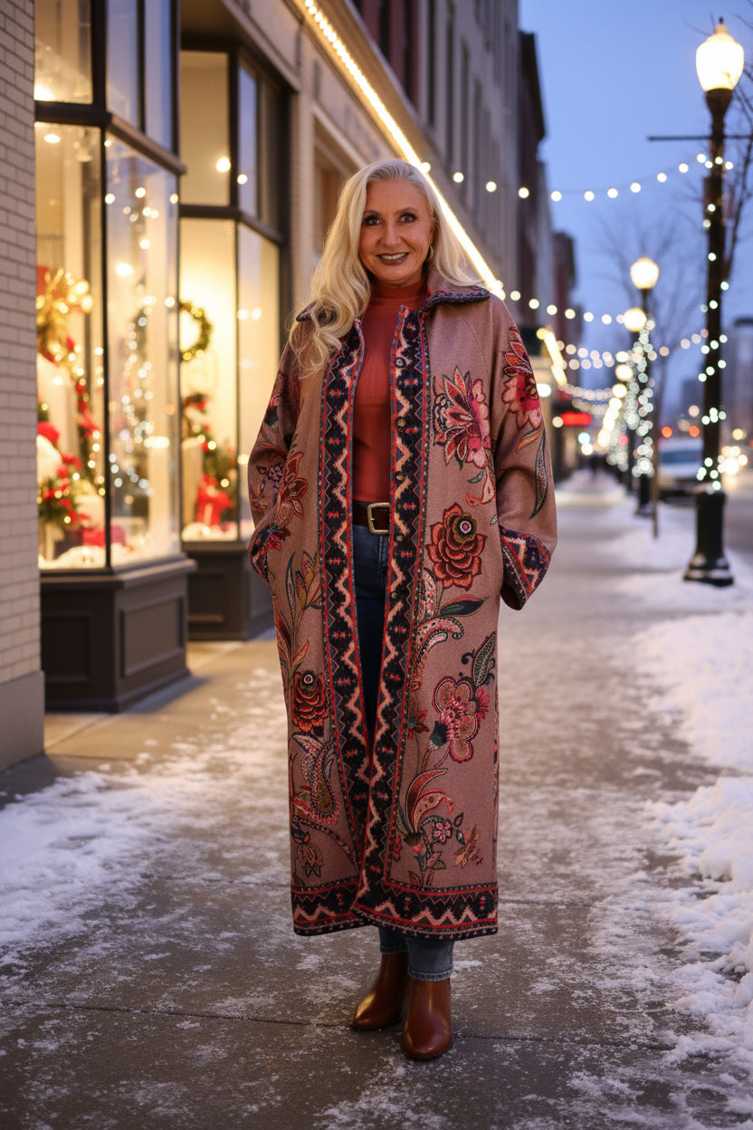 Tempo Paris Boho Embroidered Jacquard Coat-Coat-Tempo Paris-Deja Nu Boutique, Women's Fashion Boutique in Lampasas, Texas