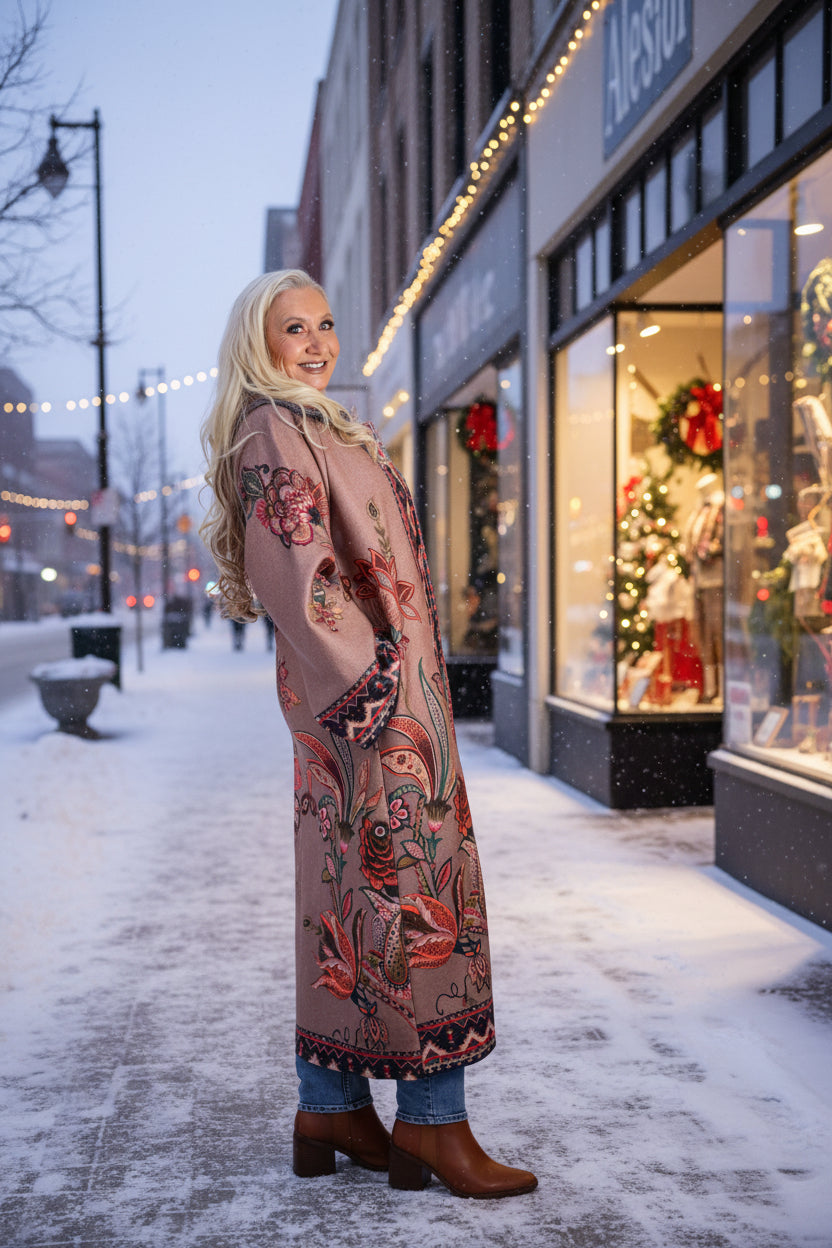 Tempo Paris Boho Embroidered Jacquard Coat-Coat-Tempo Paris-Deja Nu Boutique, Women's Fashion Boutique in Lampasas, Texas