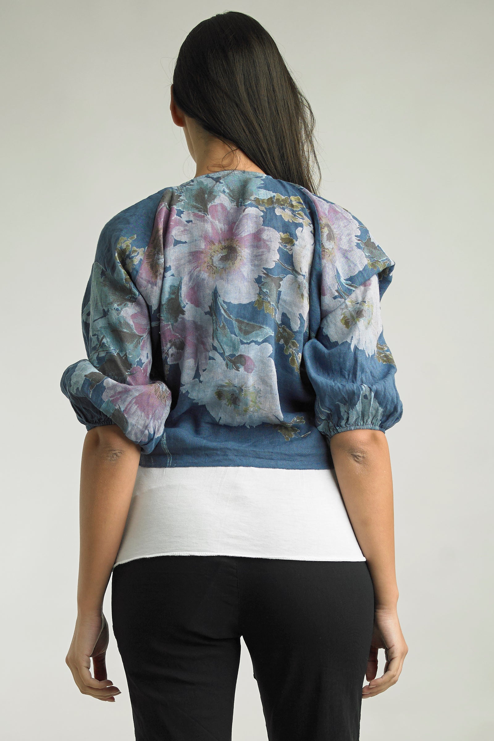 Tempo Paris Floral Linen Bolero – Elegant & Lightweight-Jackets-Tempo Paris-Deja Nu Boutique, Women's Fashion Boutique in Lampasas, Texas