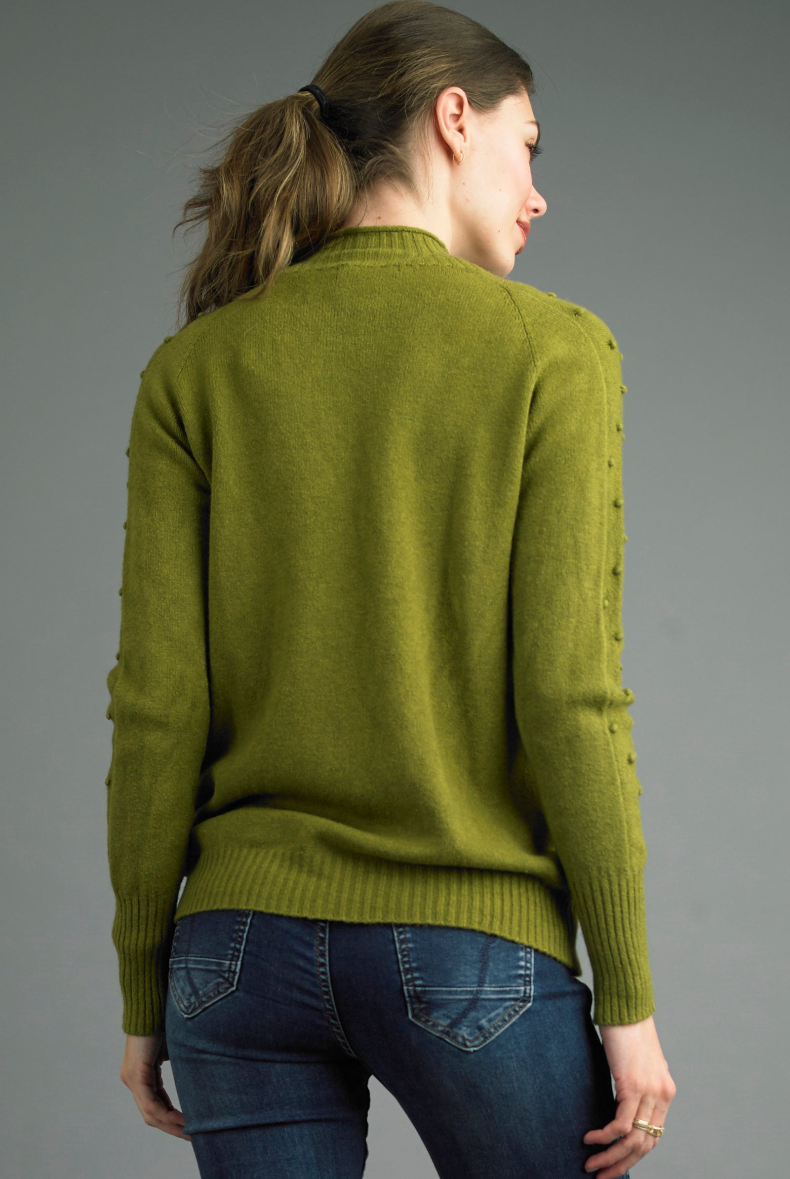 Tempo Paris French Knot Sweater in Green Made in Italy-Sweaters-Tempo Paris-Deja Nu Boutique, Women's Fashion Boutique in Lampasas, Texas