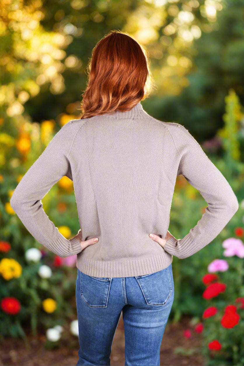 Tempo Paris French Knot Sweater in Taupe Made in Italy-Sweaters-Tempo Paris-Deja Nu Boutique, Women's Fashion Boutique in Lampasas, Texas