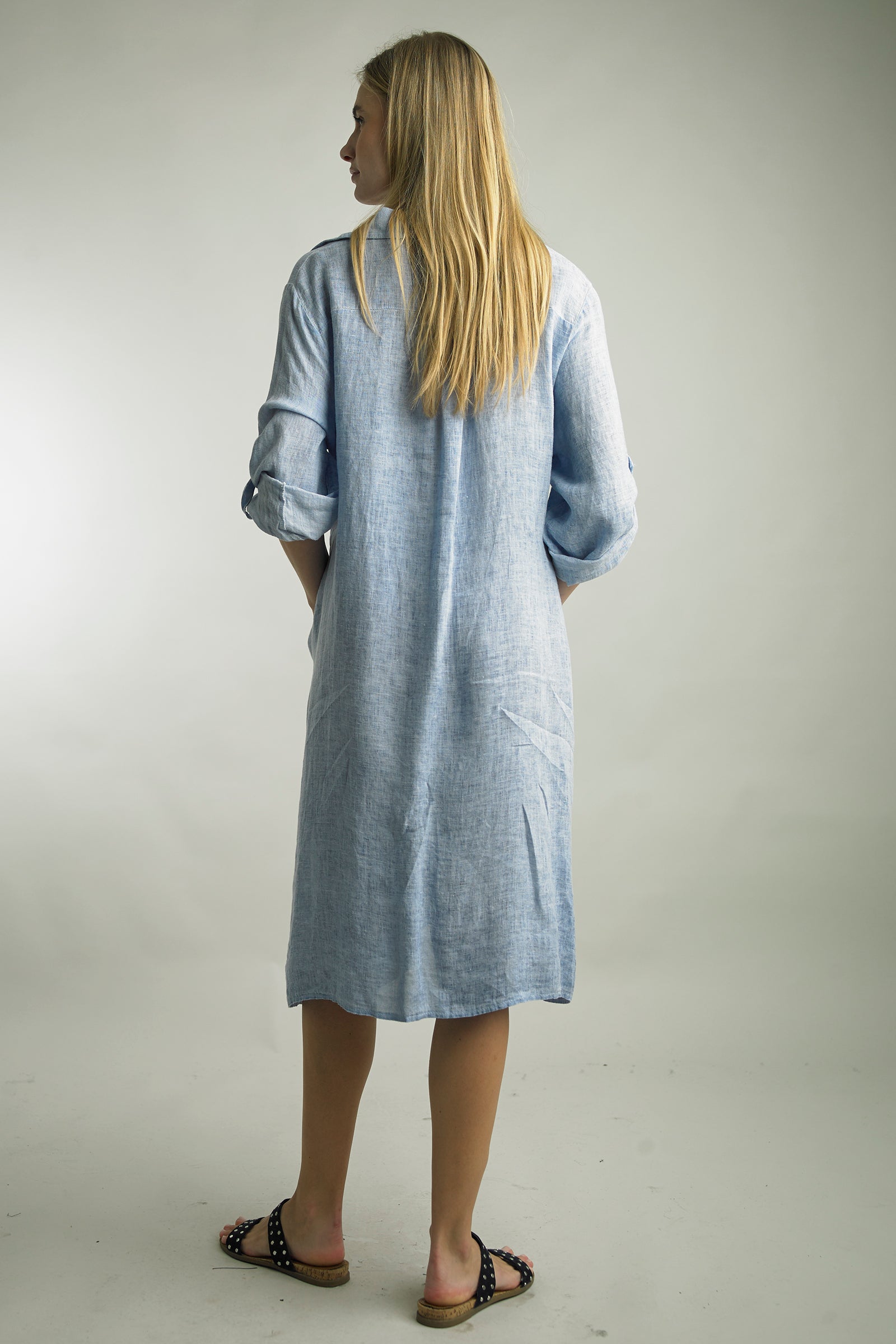 Tempo Paris Linen Button Front Maxi Dress – Denim-Maxi Dresses-Tempo Paris-Deja Nu Boutique, Women's Fashion Boutique in Lampasas, Texas