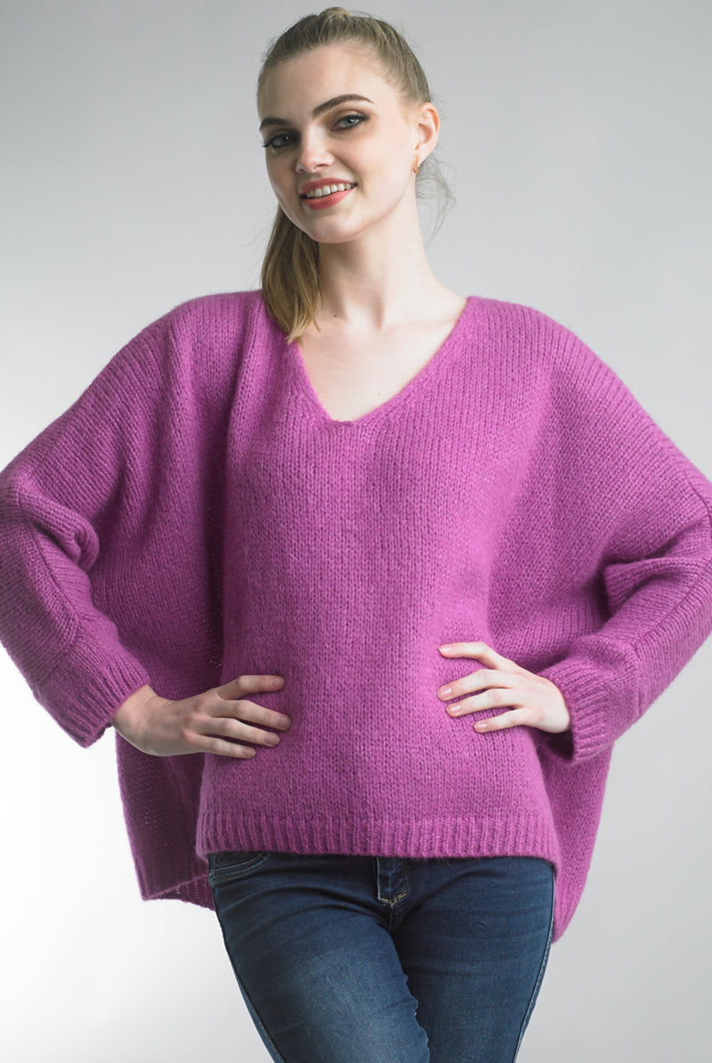 Tempo Paris Luscious Berry Oversized Cozy Warm Sweater-Sweaters-Tempo Paris-Deja Nu Boutique, Women's Fashion Boutique in Lampasas, Texas