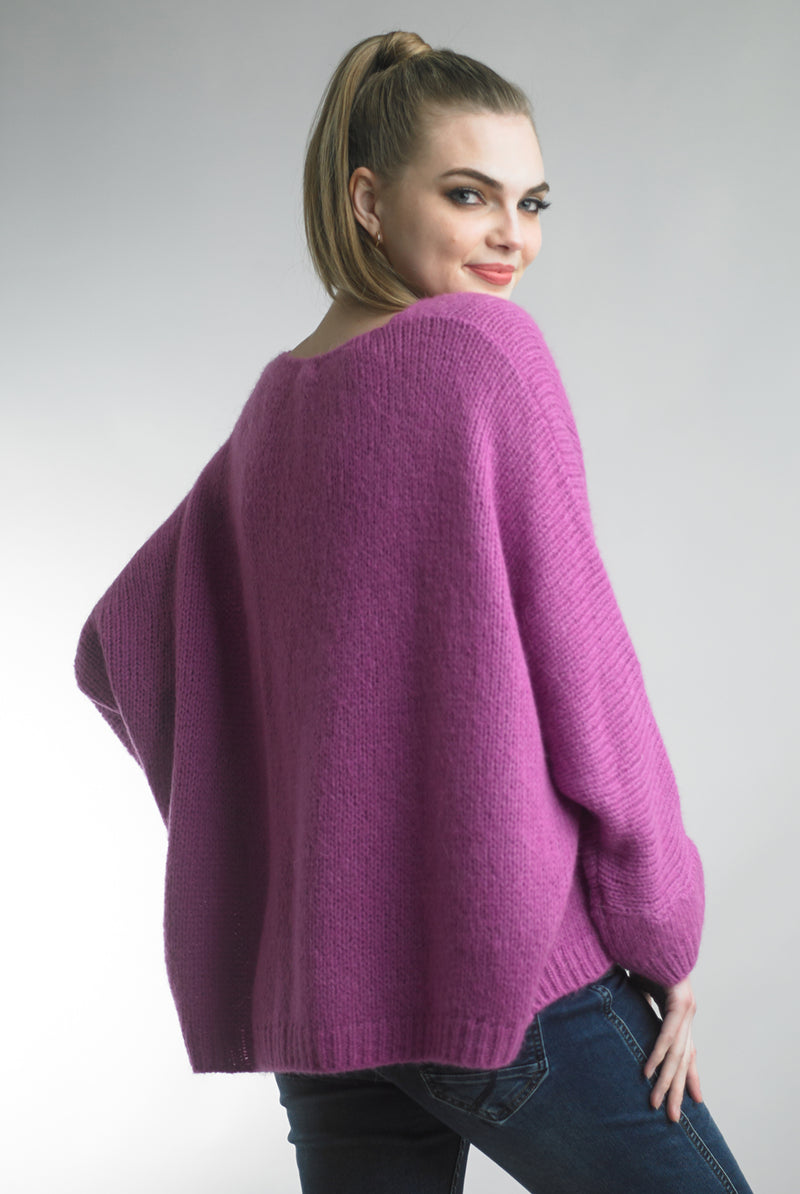 Tempo Paris Luscious Berry Oversized Cozy Warm Sweater-Sweaters-Tempo Paris-Deja Nu Boutique, Women's Fashion Boutique in Lampasas, Texas
