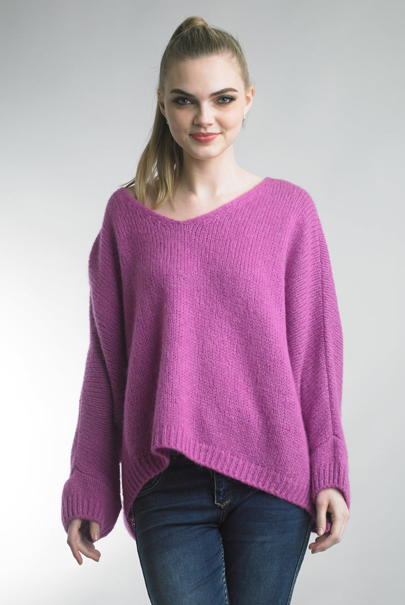 Tempo Paris Luscious Berry Oversized Cozy Warm Sweater-Sweaters-Tempo Paris-Deja Nu Boutique, Women's Fashion Boutique in Lampasas, Texas