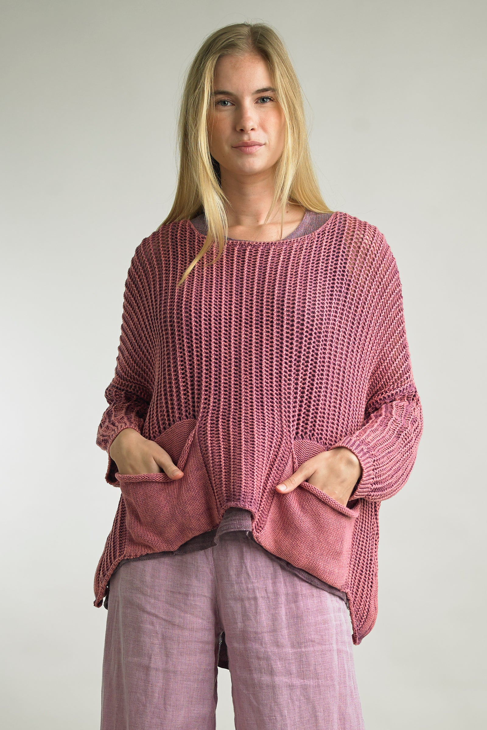 Tempo Paris Washed Linen Pocket Sweater – Effortless European Style-Sweaters-Tempo Paris-Deja Nu Boutique, Women's Fashion Boutique in Lampasas, Texas