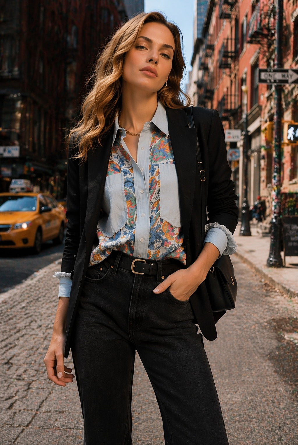 Tempo Paris Denim Trim Paisley Shirt-shirts-Tempo Paris-Deja Nu Boutique, Women's Fashion Boutique in Lampasas, Texas