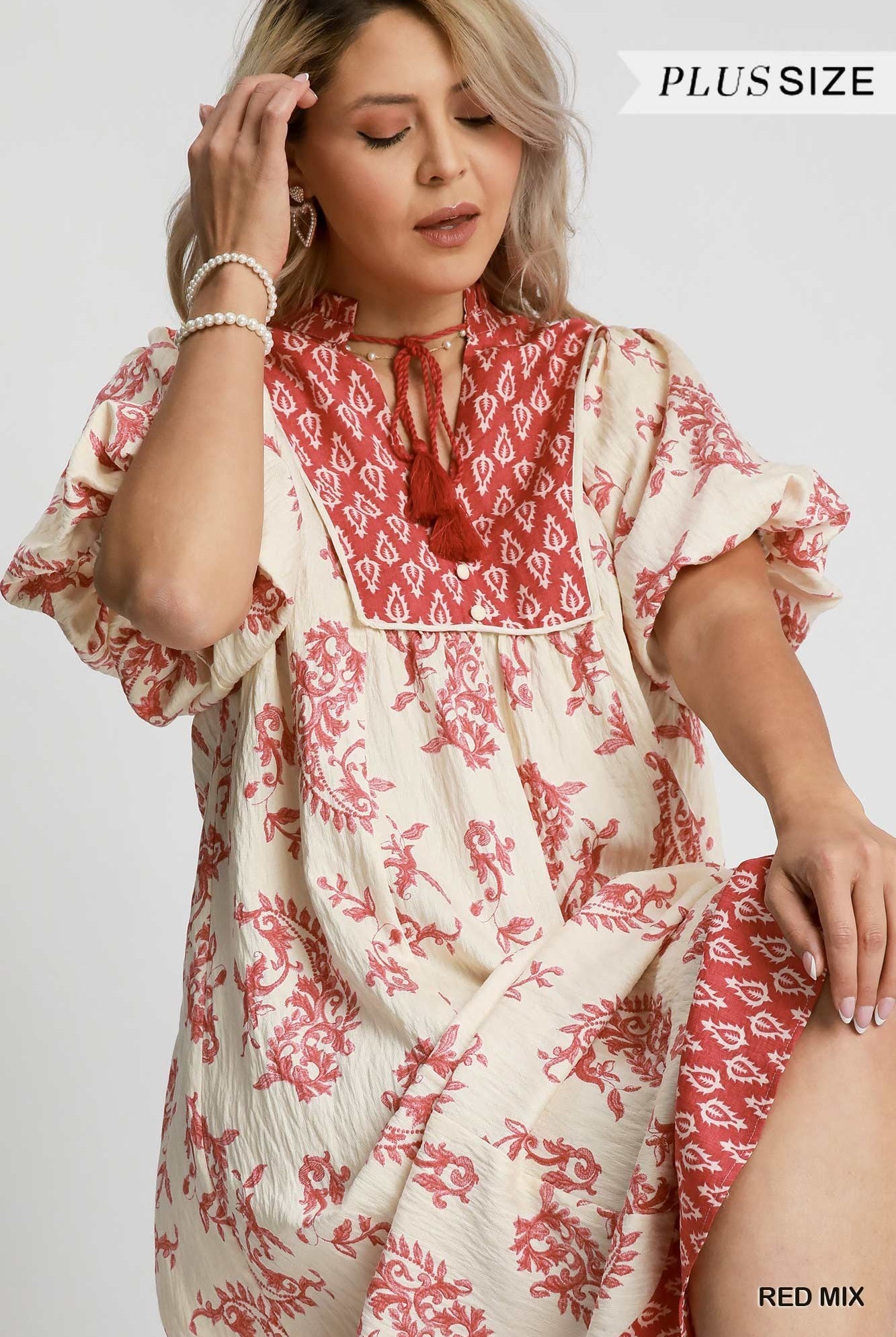 Umgee Mixed Paisley Print Midi Dress Plus – Effortless Boho Style-Midi Dresses-Umgee-Deja Nu Boutique, Women's Fashion Boutique in Lampasas, Texas