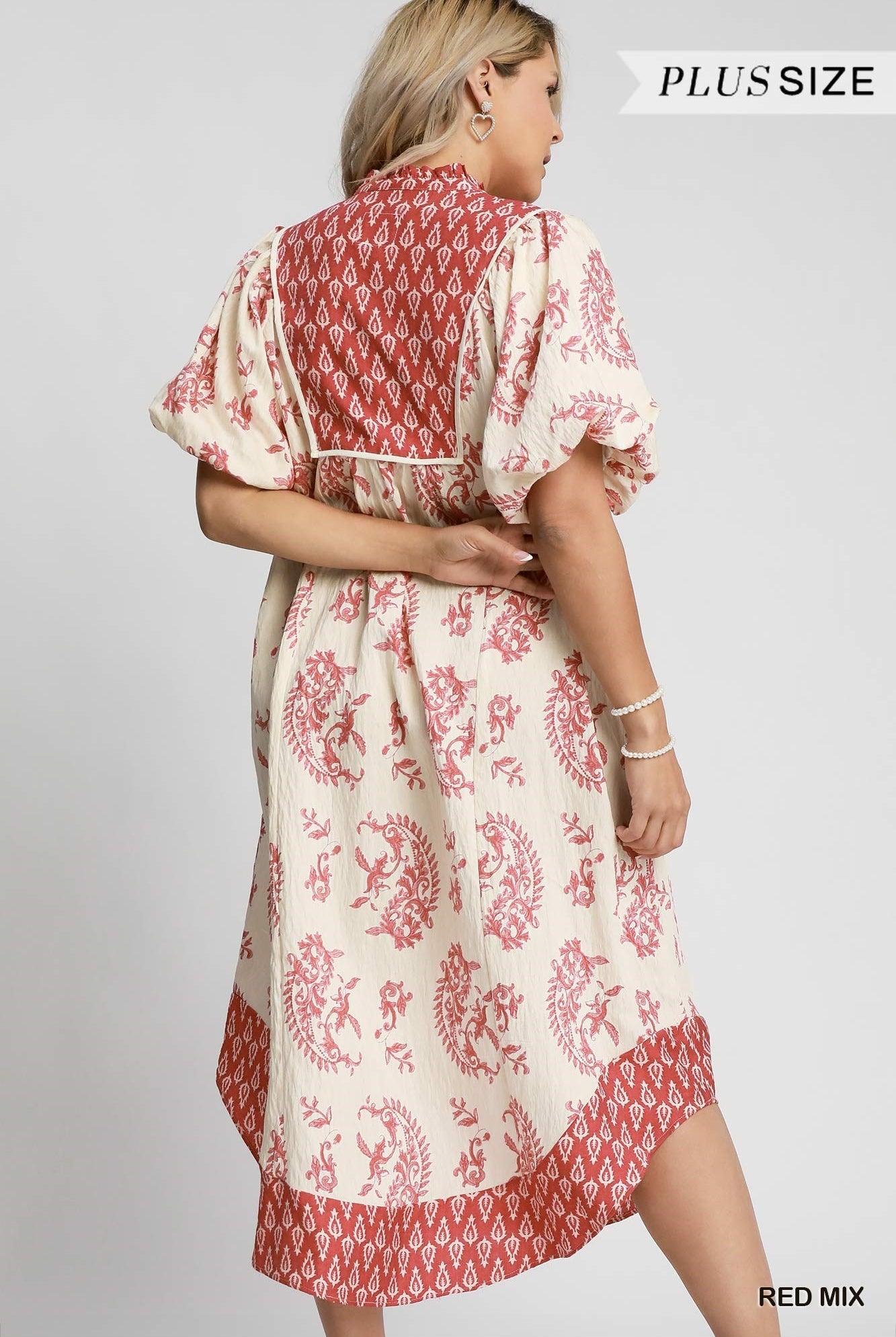 Umgee Mixed Paisley Print Midi Dress Plus – Effortless Boho Style-Midi Dresses-Umgee-Deja Nu Boutique, Women's Fashion Boutique in Lampasas, Texas