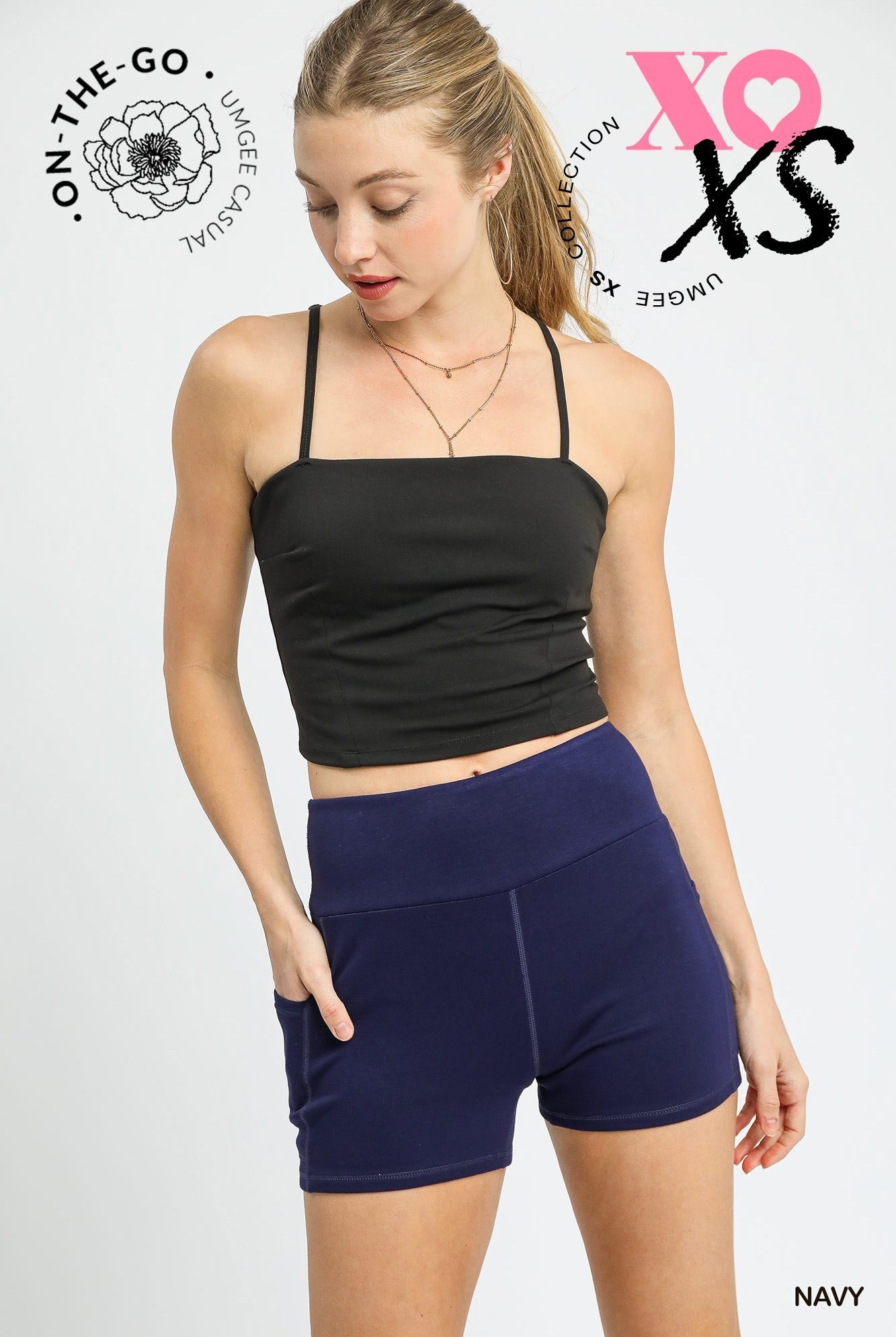 Umgee Navy Contrast Trim Athletic Mini Dress with Detachable Shorts-Dresses-Umgee-Deja Nu Boutique, Women's Fashion Boutique in Lampasas, Texas