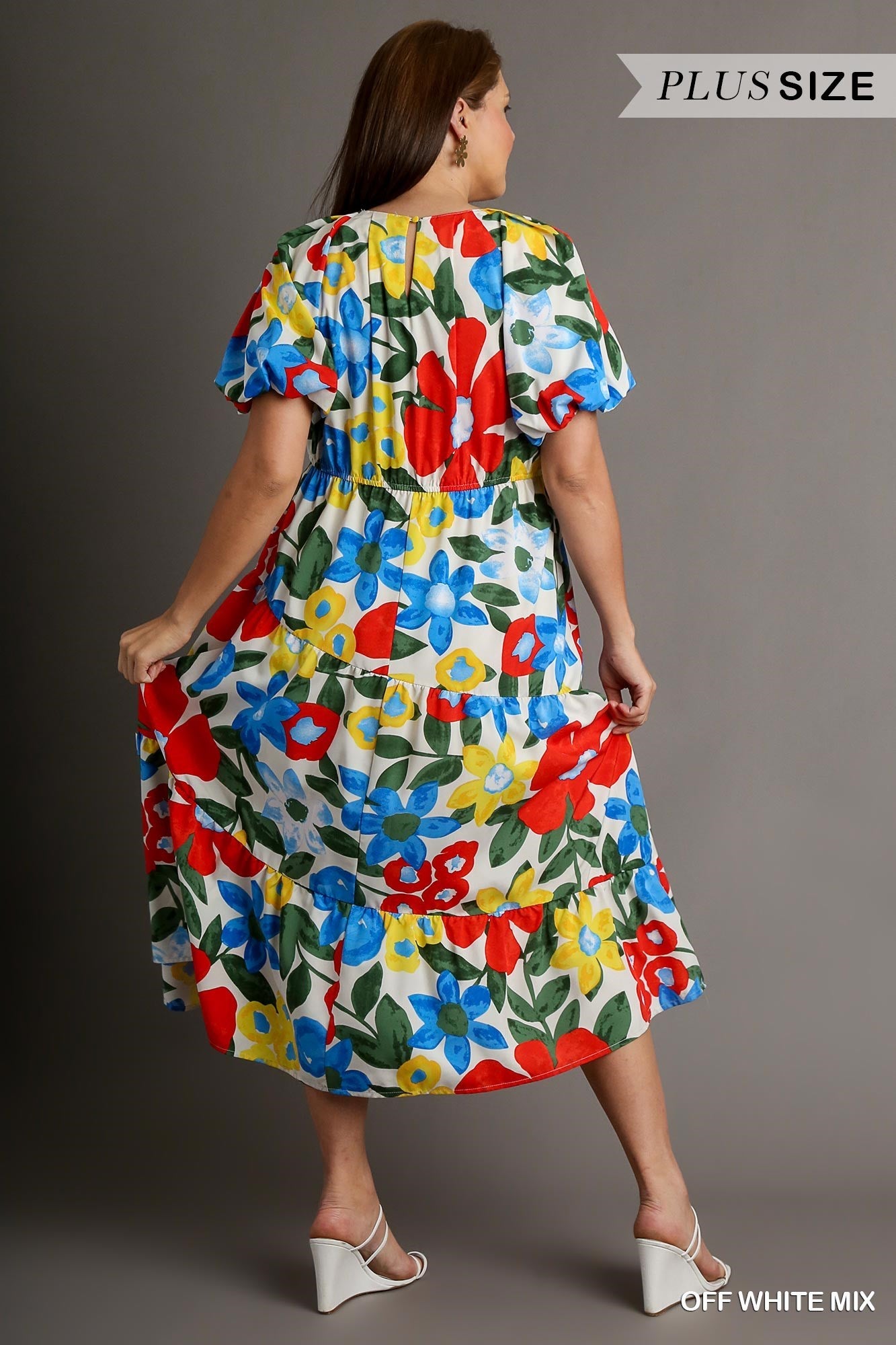 Umgee Plus Size Bold Floral Tiered Maxi Dress – Off-White Mix-Curvy/Plus Dresses-Umgee-Deja Nu Boutique, Women's Fashion Boutique in Lampasas, Texas