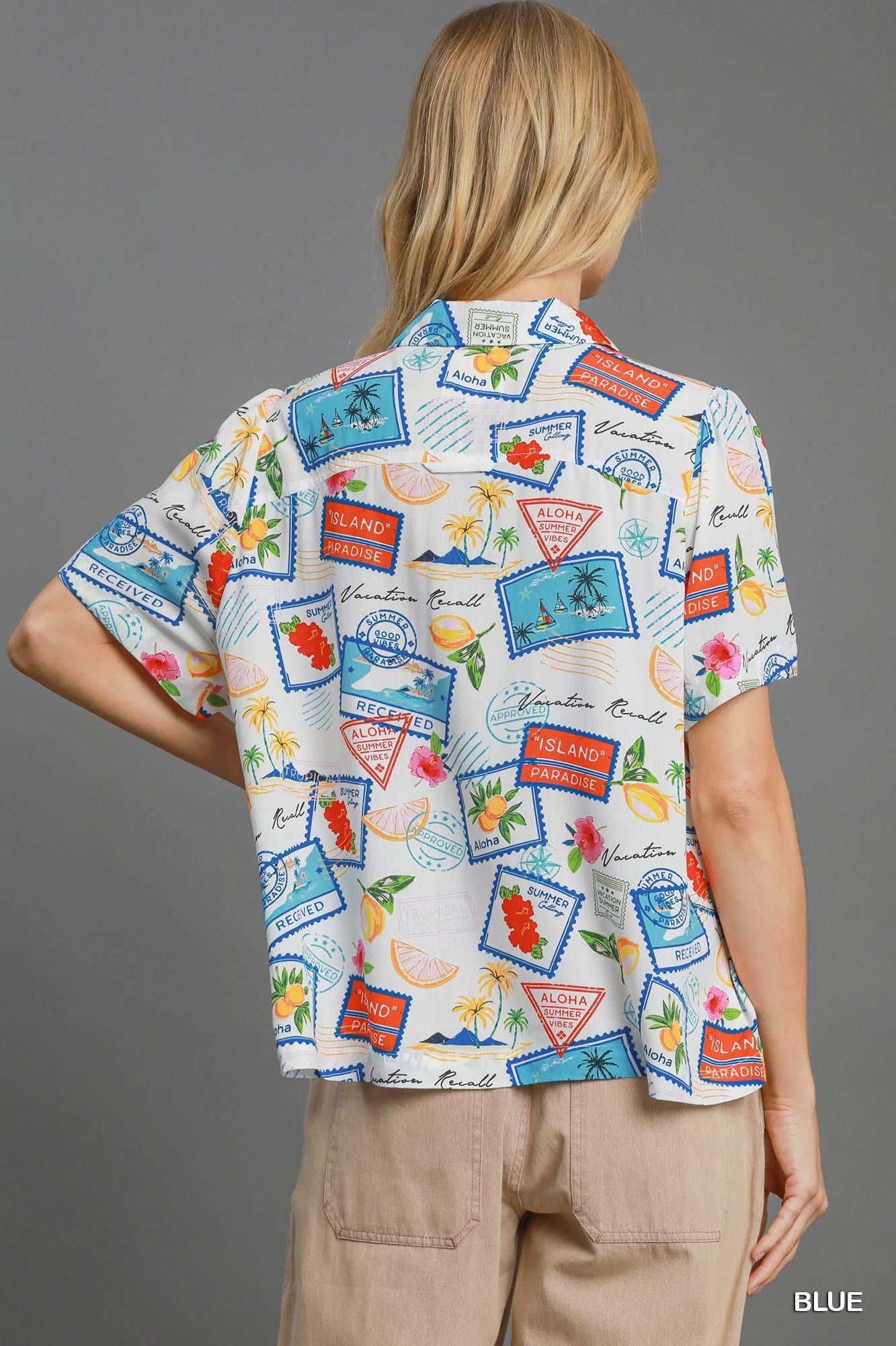 Umgee Tropical Resort Print Button-Down Top-Tops-Umgee-Deja Nu Boutique, Women's Fashion Boutique in Lampasas, Texas