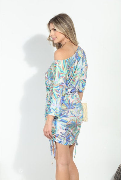 Veronica M Leighton Shirred Stretch Tunic Dress-Short Dresses-Veronica M-Deja Nu Boutique, Women's Fashion Boutique in Lampasas, Texas