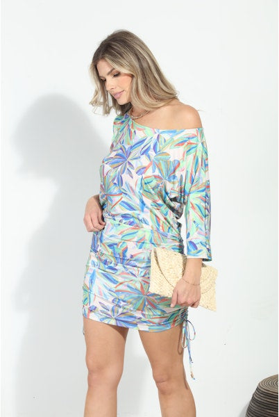 Veronica M Leighton Shirred Stretch Tunic Dress-Short Dresses-Veronica M-Deja Nu Boutique, Women's Fashion Boutique in Lampasas, Texas
