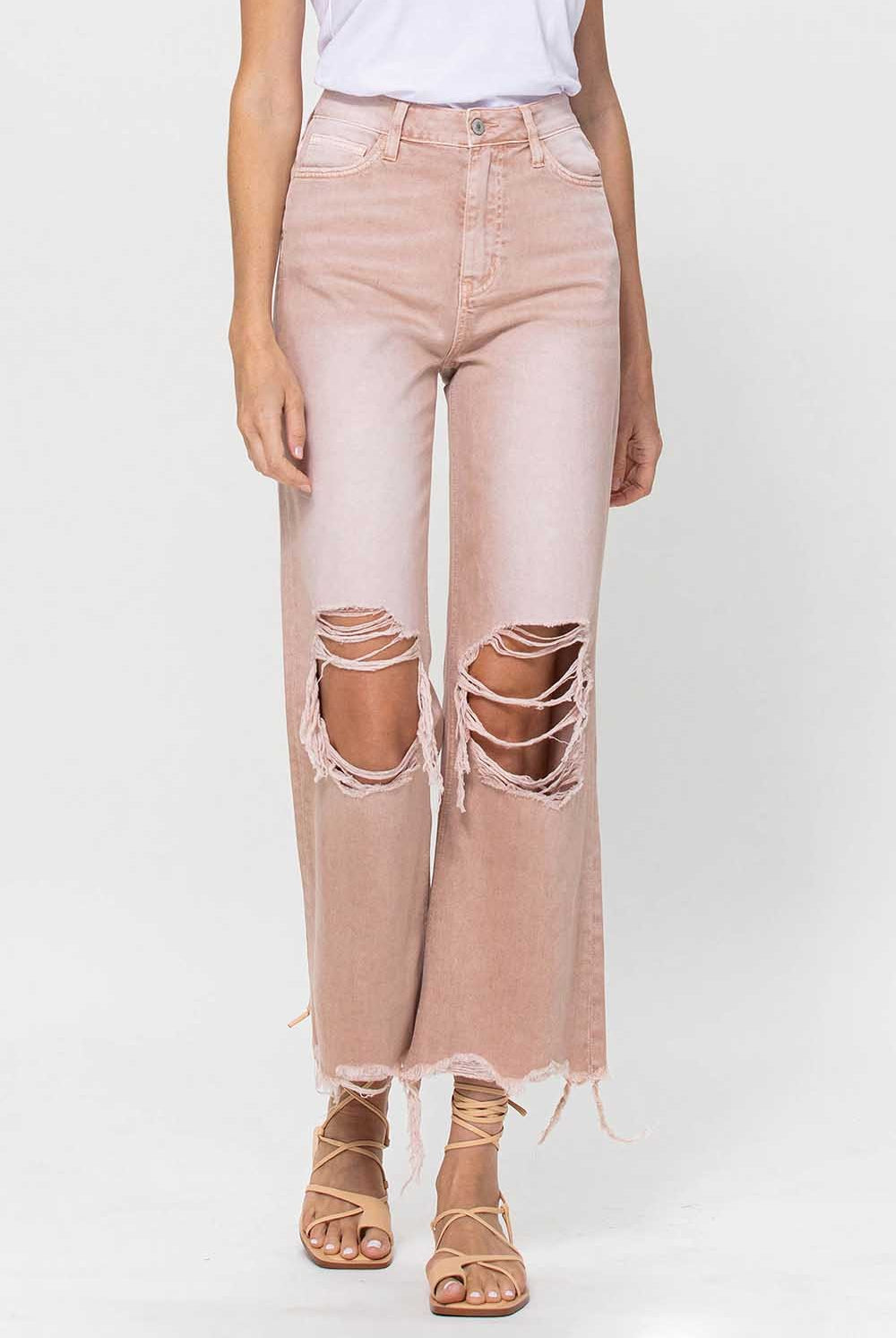 Vervet by Flying Monkey 90's Vintage Super High Rise Crop Deconstructed Flare Jeans In July Song-Jeans-Vervet by Flying Monkey-Deja Nu Boutique, Women's Fashion Boutique in Lampasas, Texas