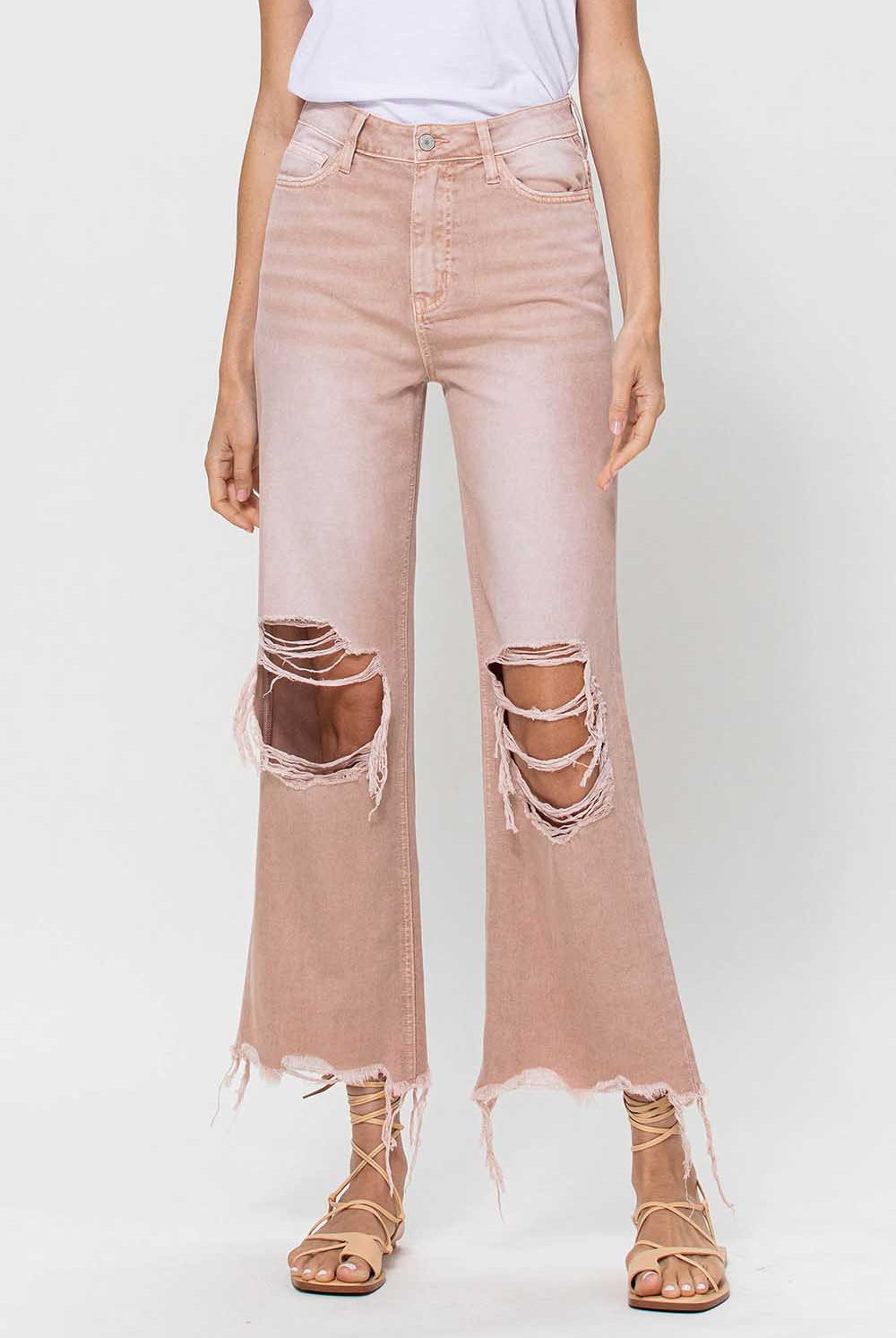 Vervet by Flying Monkey 90's Vintage Super High Rise Crop Deconstructed Flare Jeans In July Song-Jeans-Vervet by Flying Monkey-Deja Nu Boutique, Women's Fashion Boutique in Lampasas, Texas