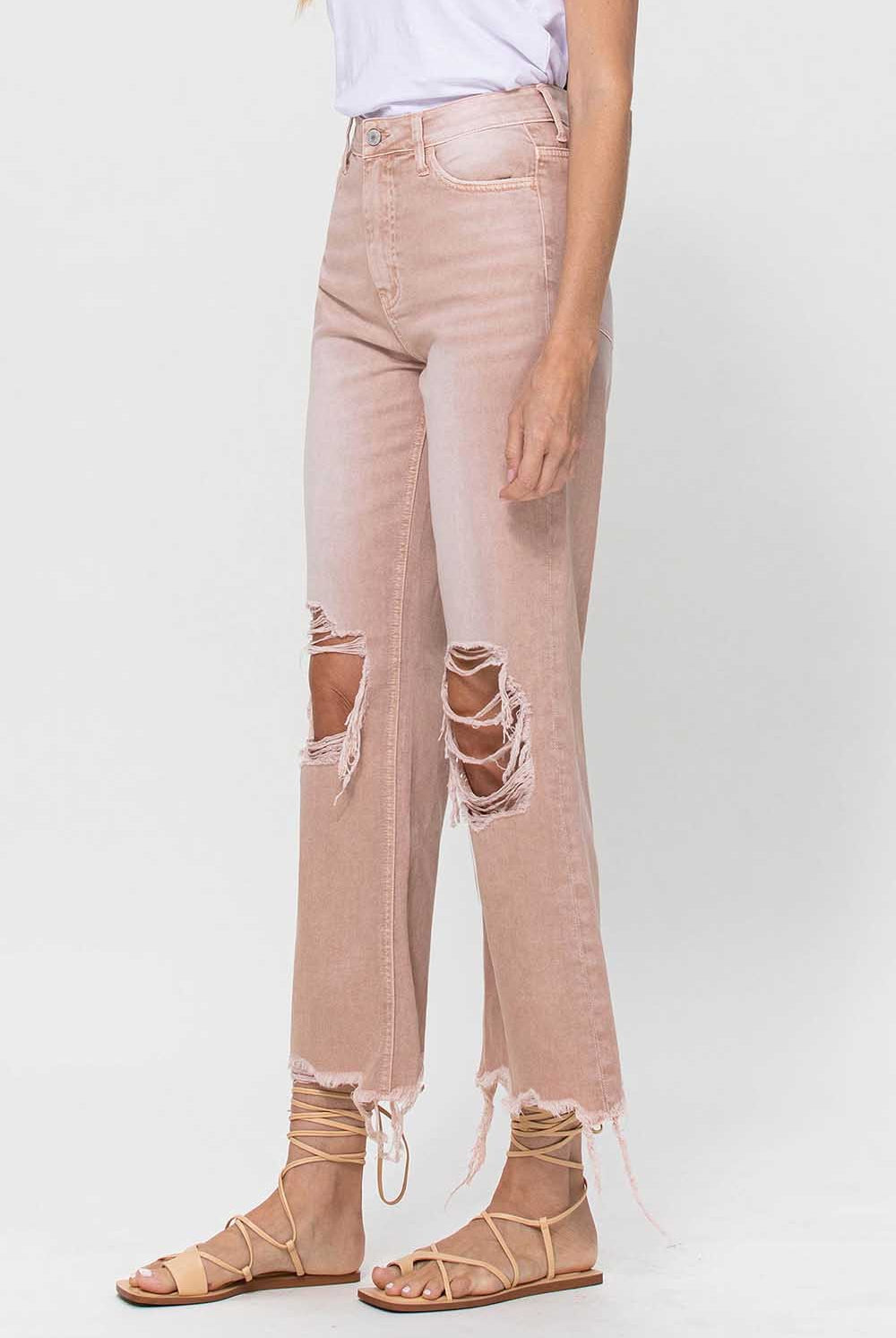 Vervet by Flying Monkey 90's Vintage Super High Rise Crop Deconstructed Flare Jeans In July Song-Jeans-Vervet by Flying Monkey-Deja Nu Boutique, Women's Fashion Boutique in Lampasas, Texas