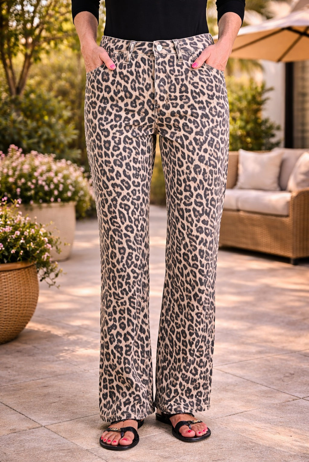Vervet by Flying Monkey High Rise Leopard Print Vintage Flare Jeans-Jeans-Vervet by Flying Monkey-Deja Nu Boutique, Women's Fashion Boutique in Lampasas, Texas
